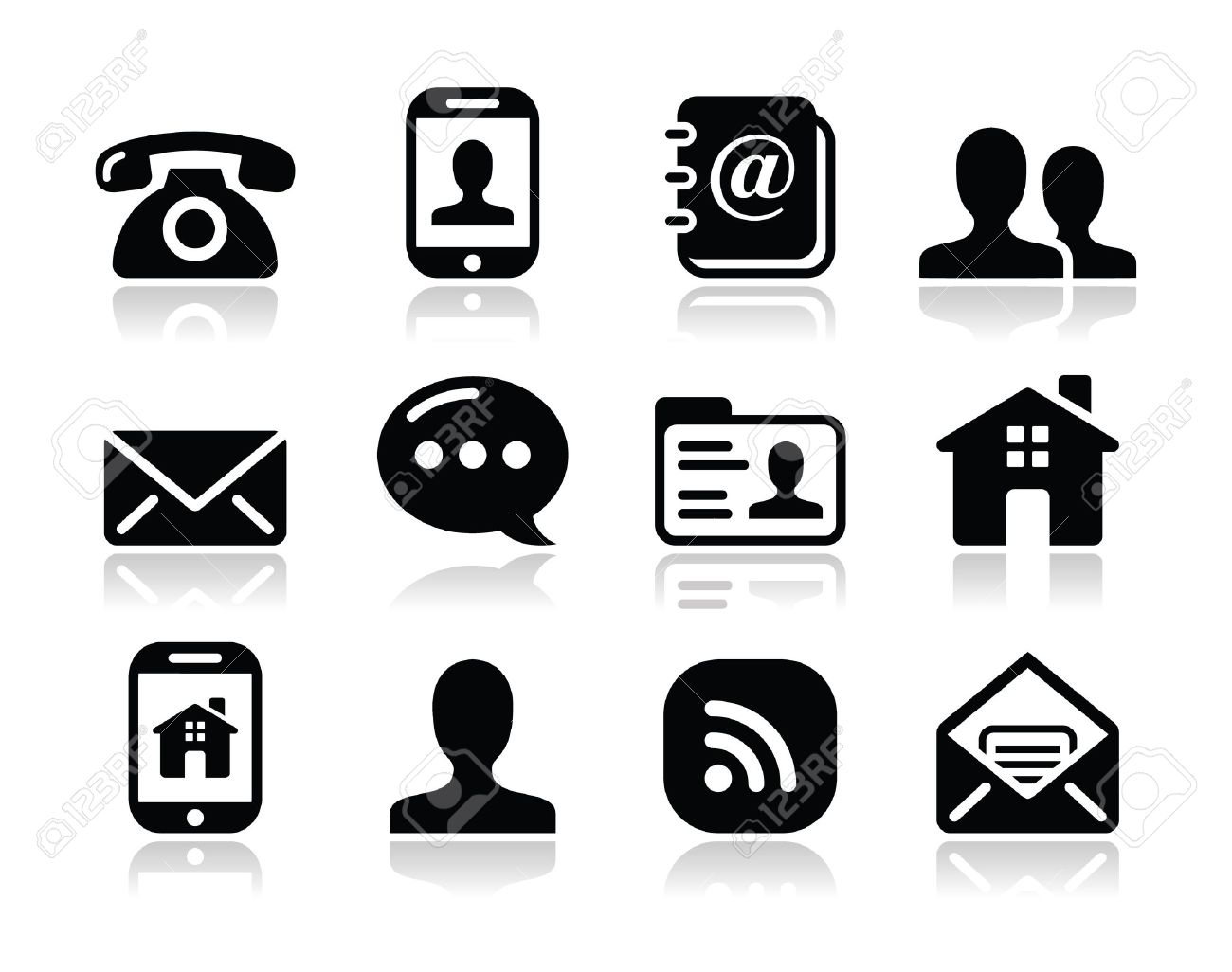 Contact black icons set - mobile, user, email, smartphone - 16492669 Contact black icons set - mobile, user, email, smartphone - 16492669