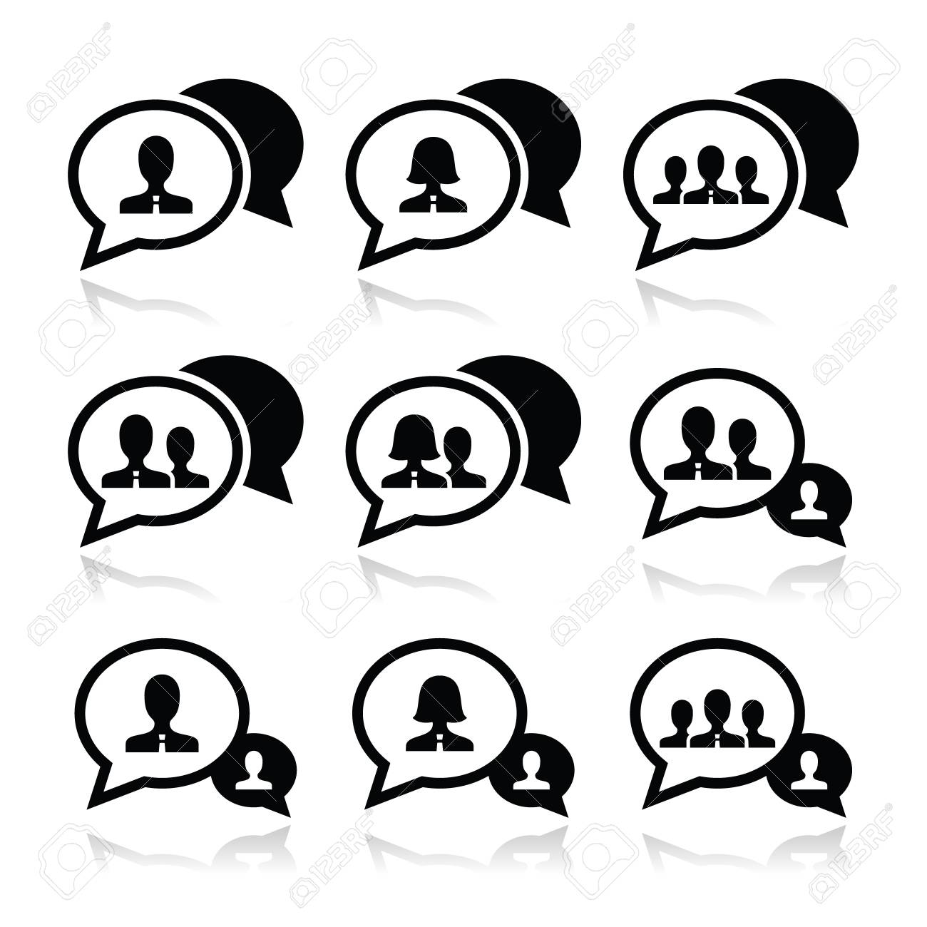 ビジネス会議 コミュニケーションのアイコンを設定のイラスト素材 ベクタ Image