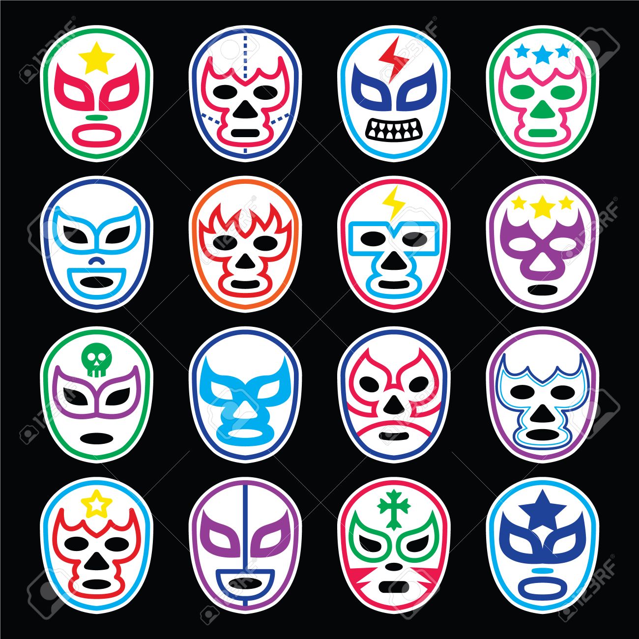 ルチャ リブレ メキシコ レスリング マスク黒のアイコン のイラスト素材 ベクタ Image