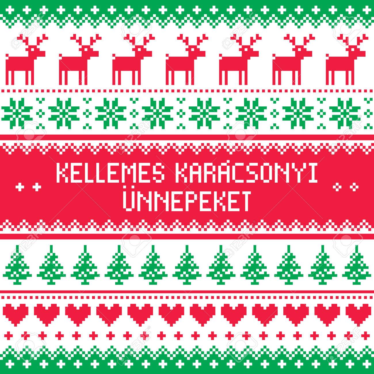 Auguri Di Buon Natale Ungherese.Vettoriale Buon Natale In Modello Ungherese Kellemes Karacsonyi Unnepeket Image 61619274