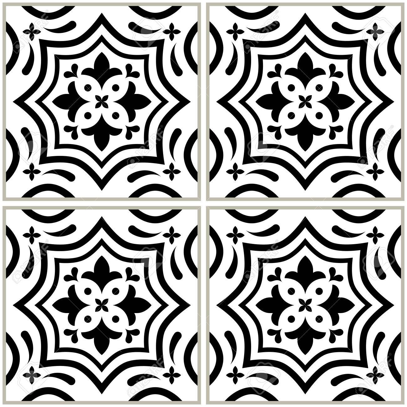 1 M Zementfliesen Orientalische Fliesen Patchwork 907 Schwarz