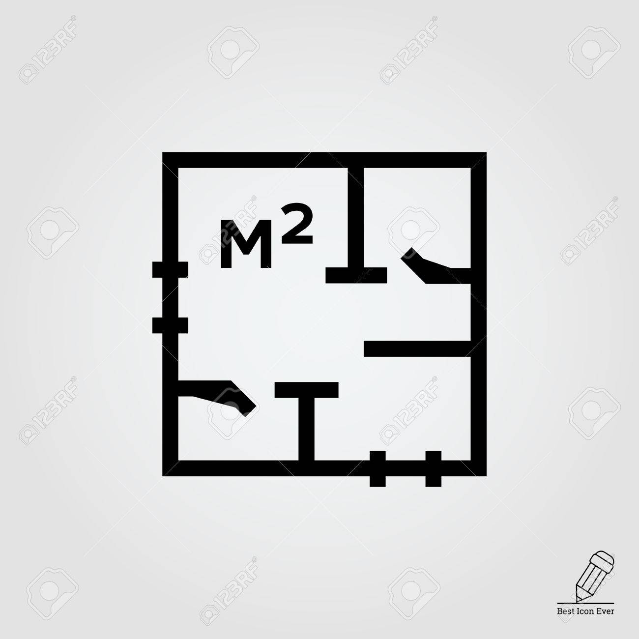 Icon Of Apartment Scheme With Square Meter Designation Royalty Free Cliparts Vectors And Stock Illustration Image 45760277