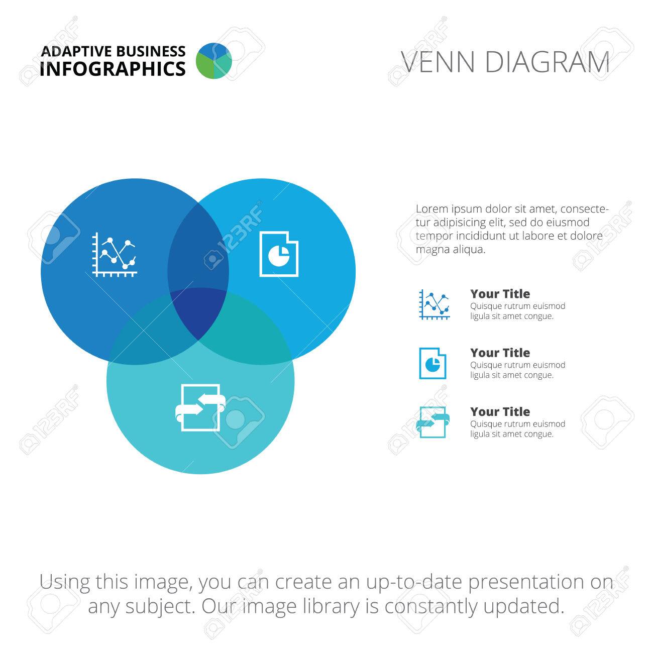 editable infographic template of venn diagram blue and light venn diagram editable
