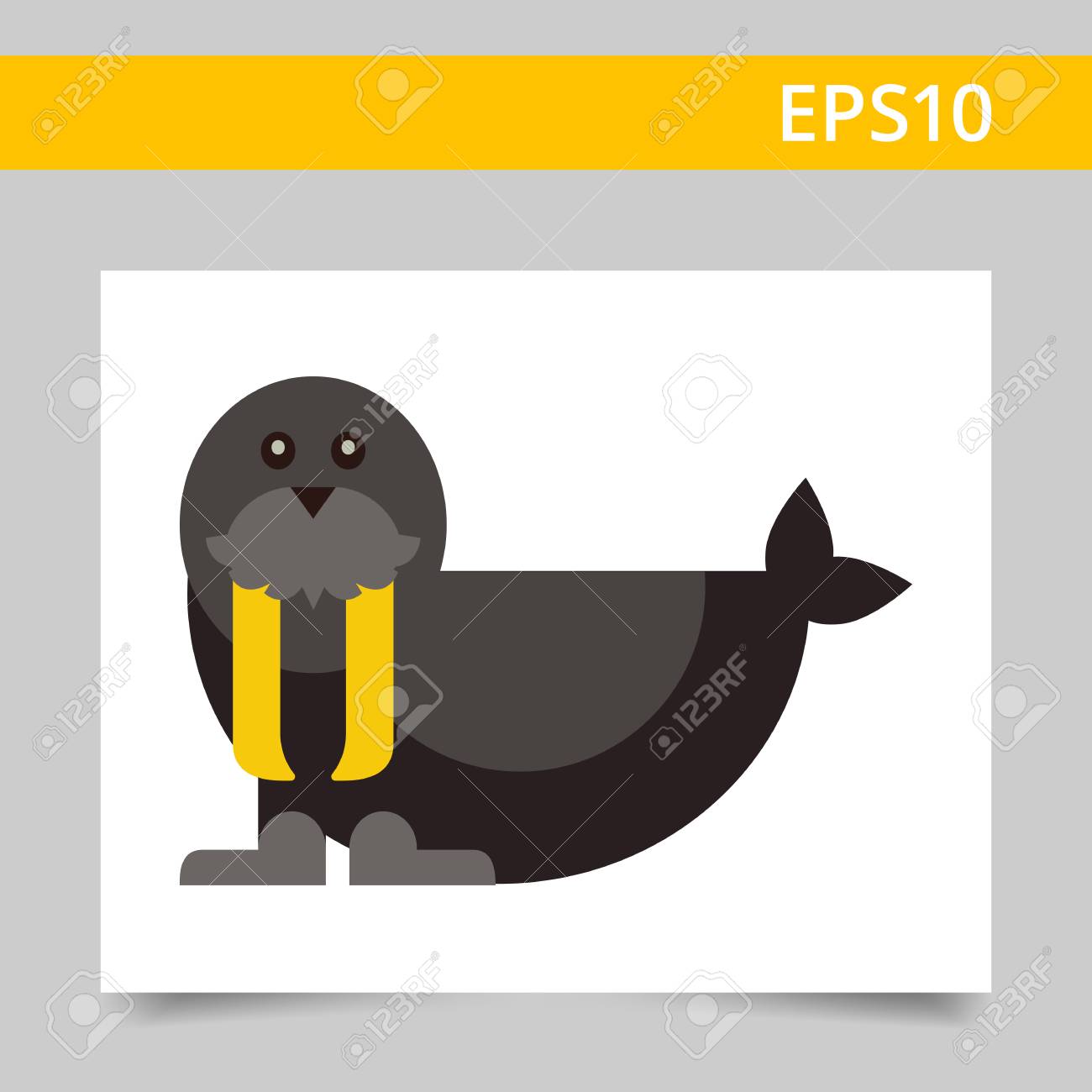 黒かわいいセイウチの色とりどりのベクトルのアイコン のイラスト素材 ベクタ Image