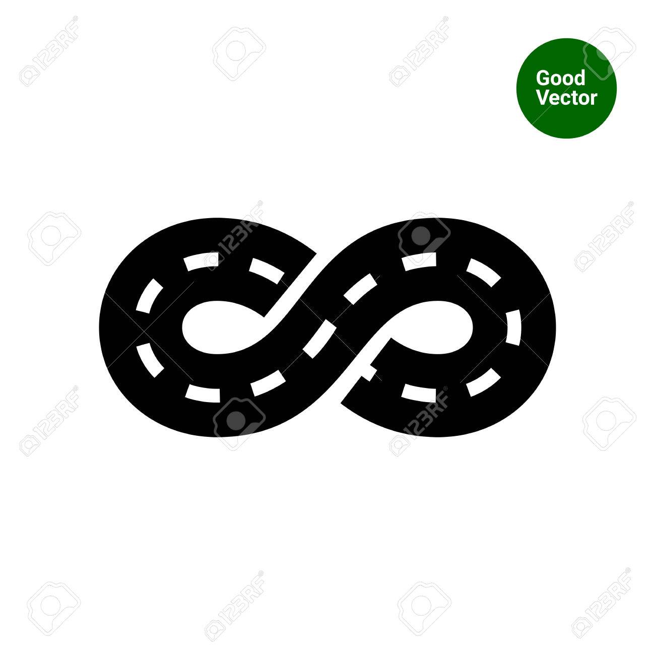 vector icon of road with marking winding in form of eternity