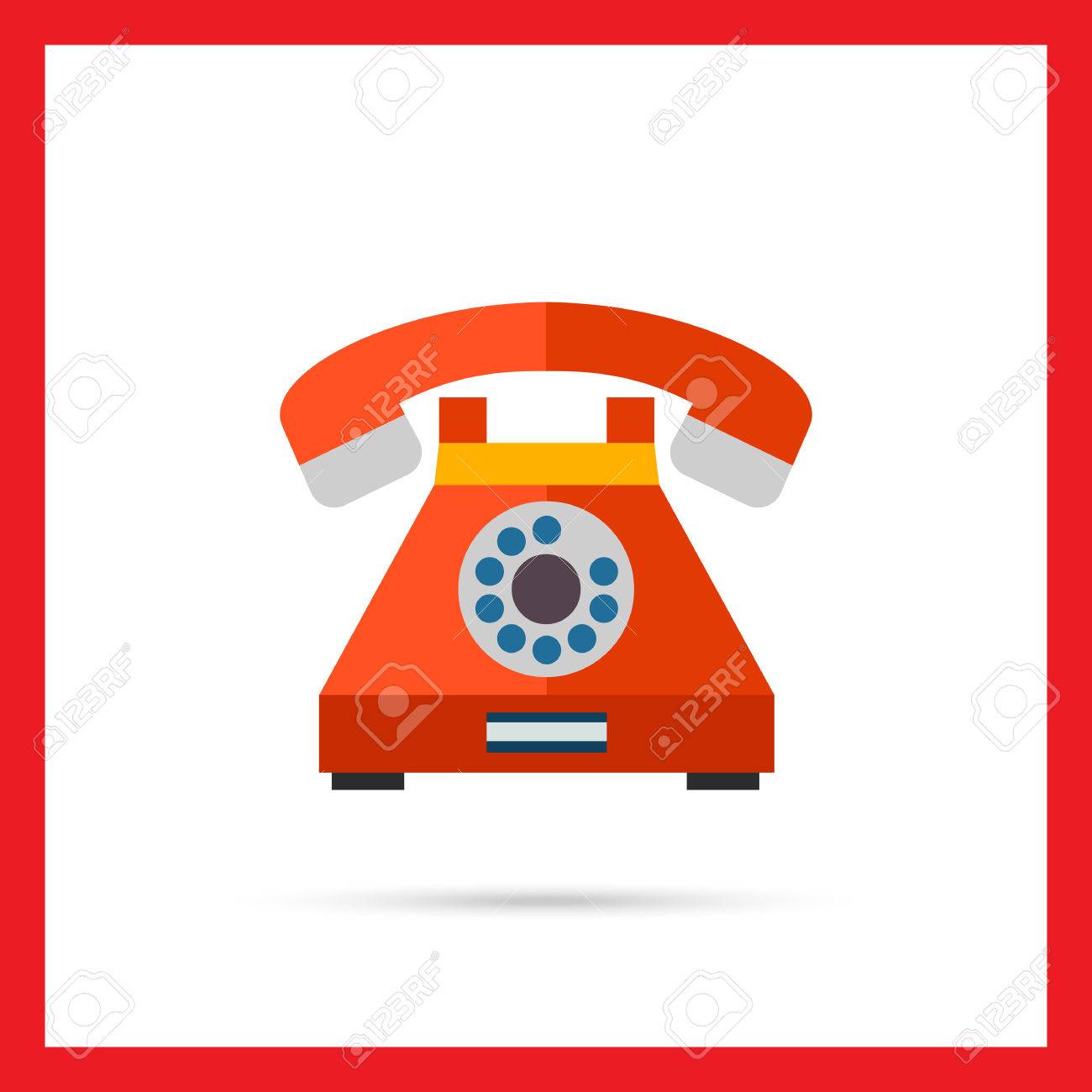 Multicolored vector icon of retro telephone with dialing disk - 53827928 Multicolored vector icon of retro telephone with dialing disk - 53827928