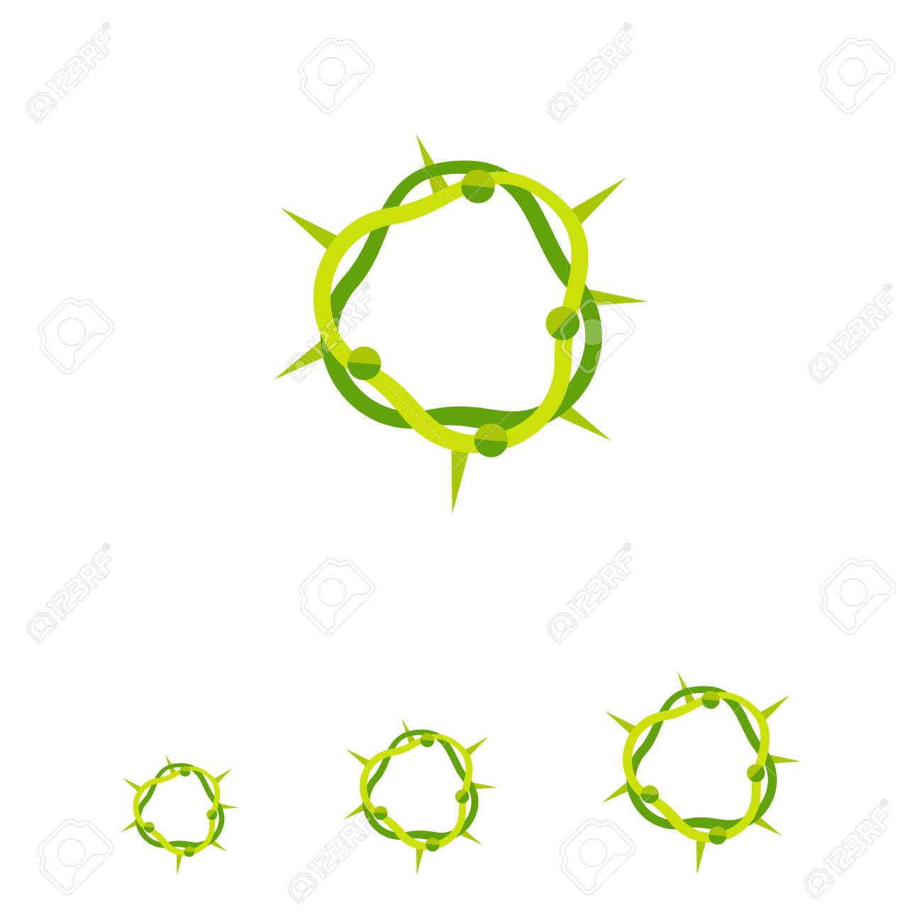 緑いばらの冠をキリストの情熱のシンボルのアイコンのイラスト素材 ベクタ Image