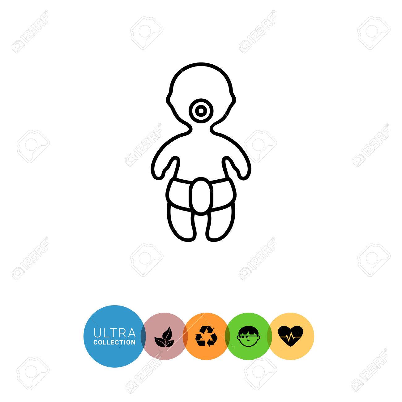 口の中でおしゃぶりをおむつを着て赤ちゃんシルエットのアイコンのイラスト素材 ベクタ Image