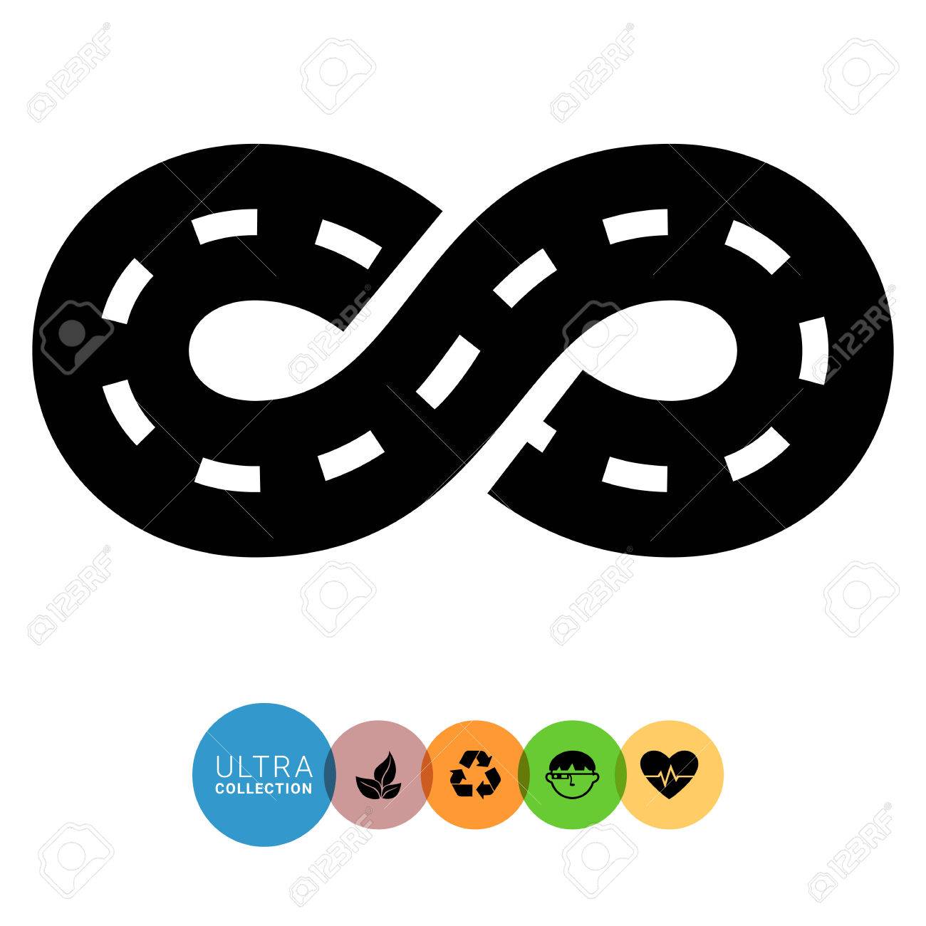 vector icon of road with marking winding in form of eternity