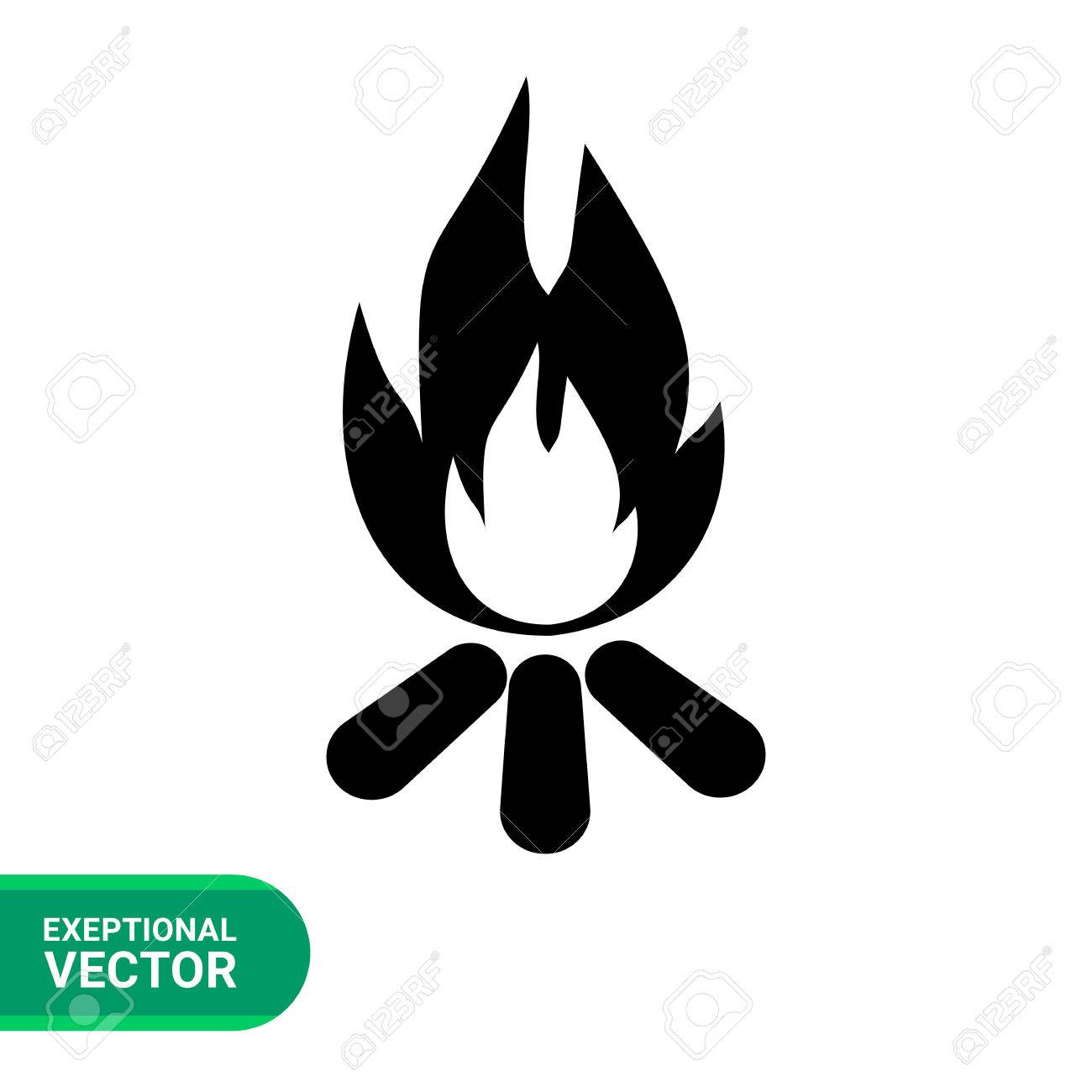 キャンプファイヤーの薪を燃焼のシンプルなアイコンをモノクロ ベクトルのイラスト素材 ベクタ Image