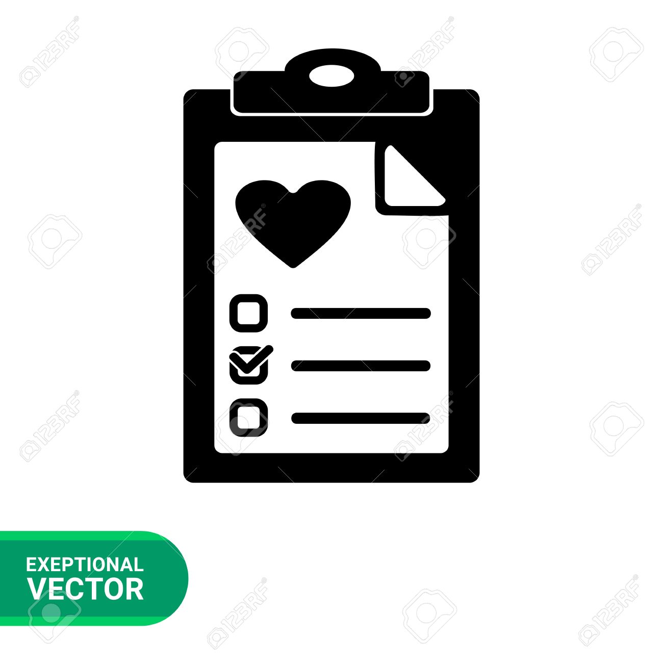 健康テストのシンプルなアイコン 健康とドキュメントの黒と白のベクトル イラストのテスト結果 のイラスト素材 ベクタ Image