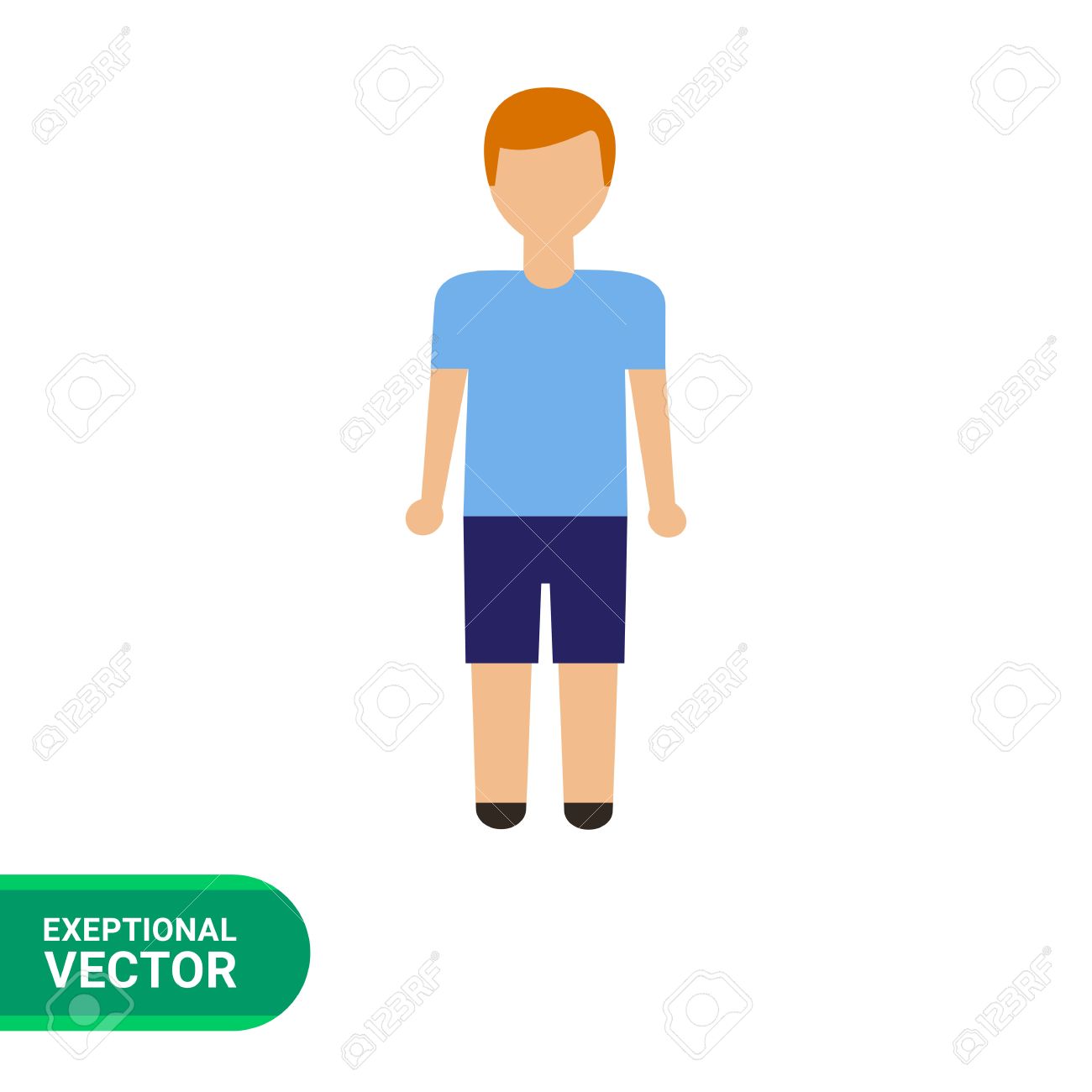 Icon Of Teenage Boy Wearing Blue T Shirt And Shorts Royalty Free Cliparts Vectors And Stock Illustration Image
