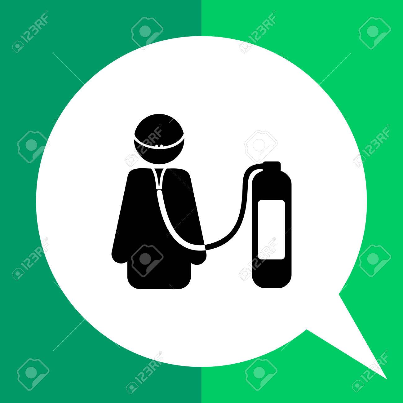 生活サポートのシンプルなアイコン 人工呼吸装置の助けを借りて呼吸女性キャラクターのベクトル イラストのイラスト素材 ベクタ Image