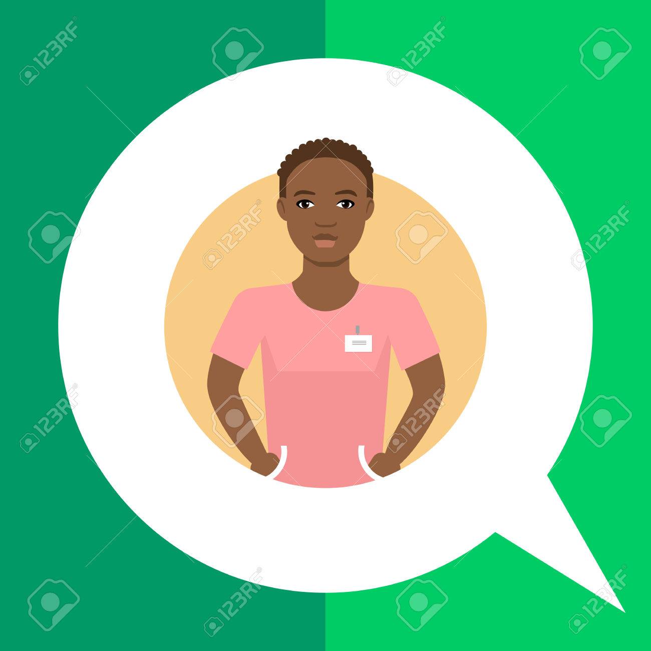 男性キャラクターは 若いアフリカ系アメリカ人の看護師の男のポートレートのイラスト素材 ベクタ Image