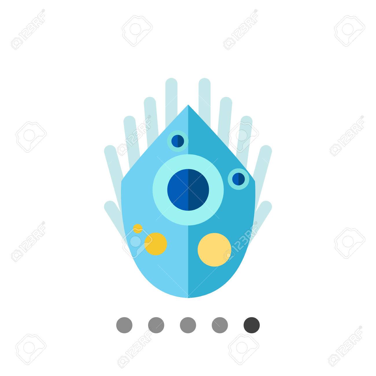 アメーバという Euglypha Cristata アイコン 櫛のような Unicelurar 微生物の色とりどりのベクトル イラストのイラスト素材 ベクタ Image