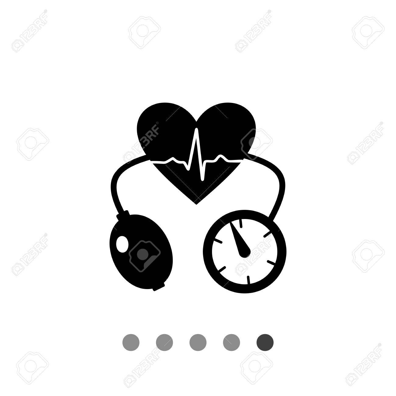 循環器のシンプルなアイコン 心拍数と眼圧計心のベクトル イラスト のイラスト素材 ベクタ Image