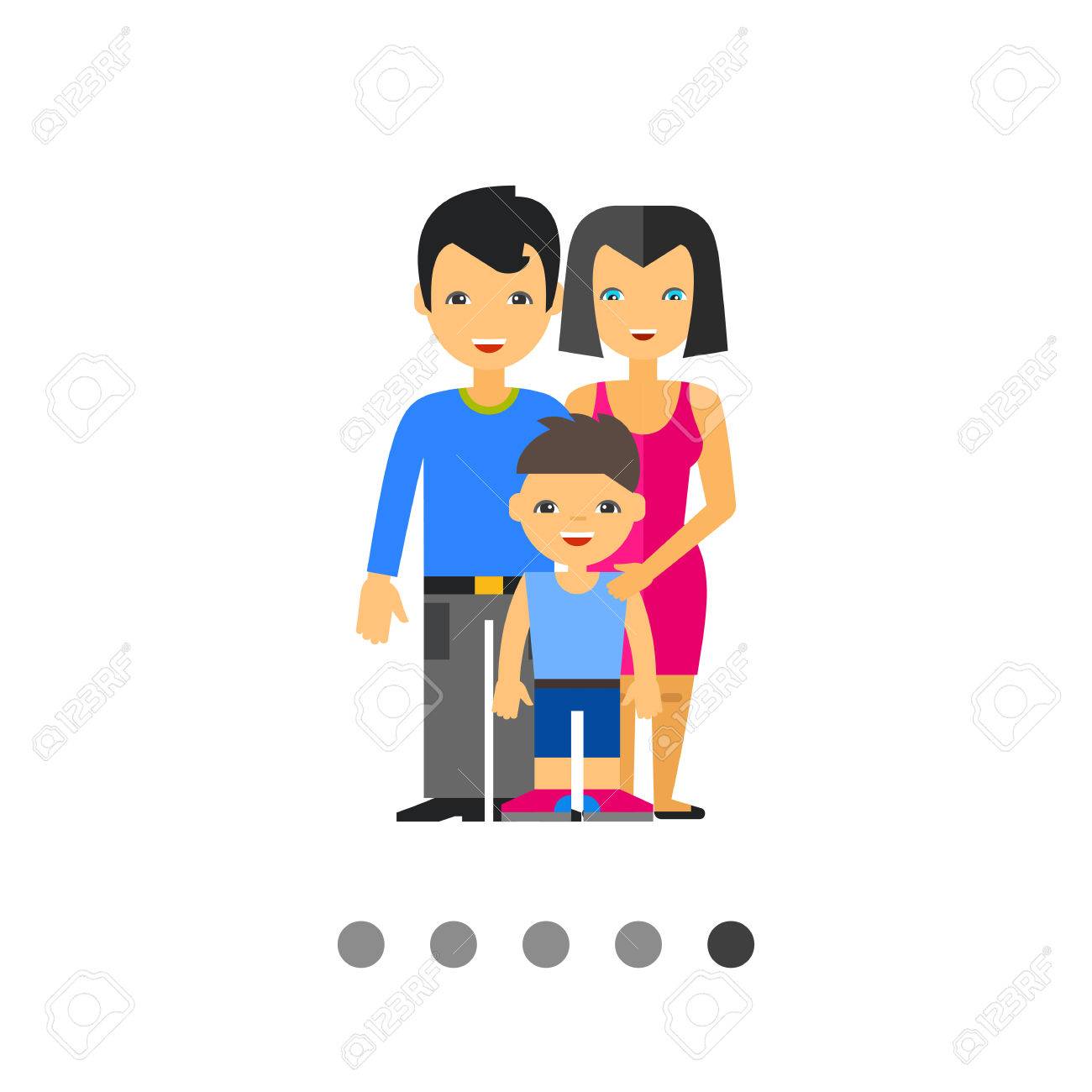 Multicolored Vector Icon Of Family Of
