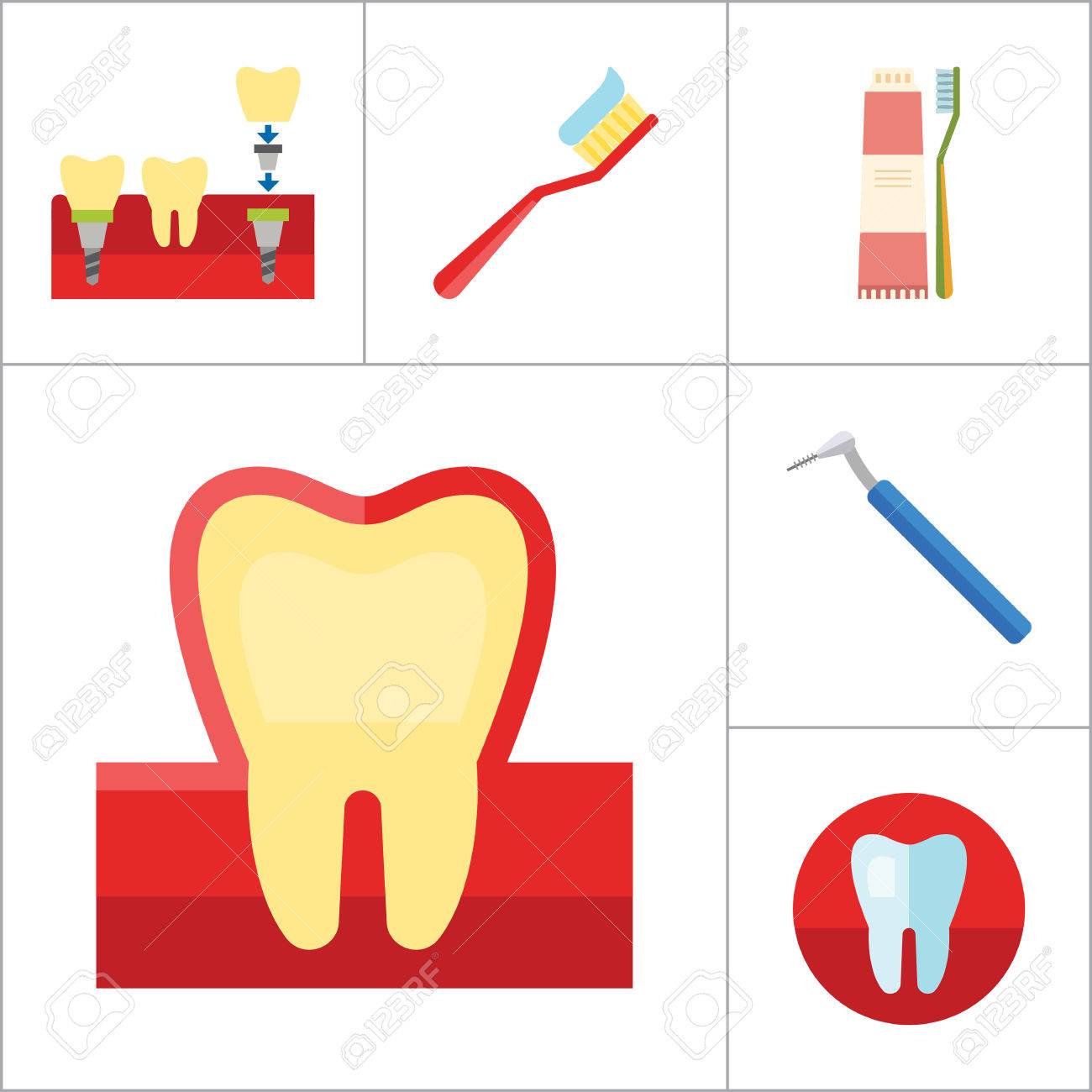 歯科アイコンを設定 歯痛歯インプラント歯科用フロス歯間ブラシ齲蝕かっこ歯科治療不眠症健康な歯口腔病学歯ブラシ歯磨き粉 のイラスト素材 ベクタ Image