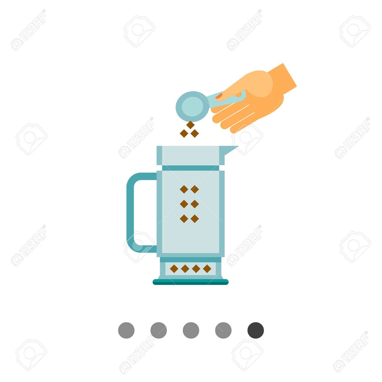Icon Of Human Hand Putting Ground Coffee To Pot Stock Vector Icon Of Human Hand Putting Ground Coffee To Pot Stock Vector