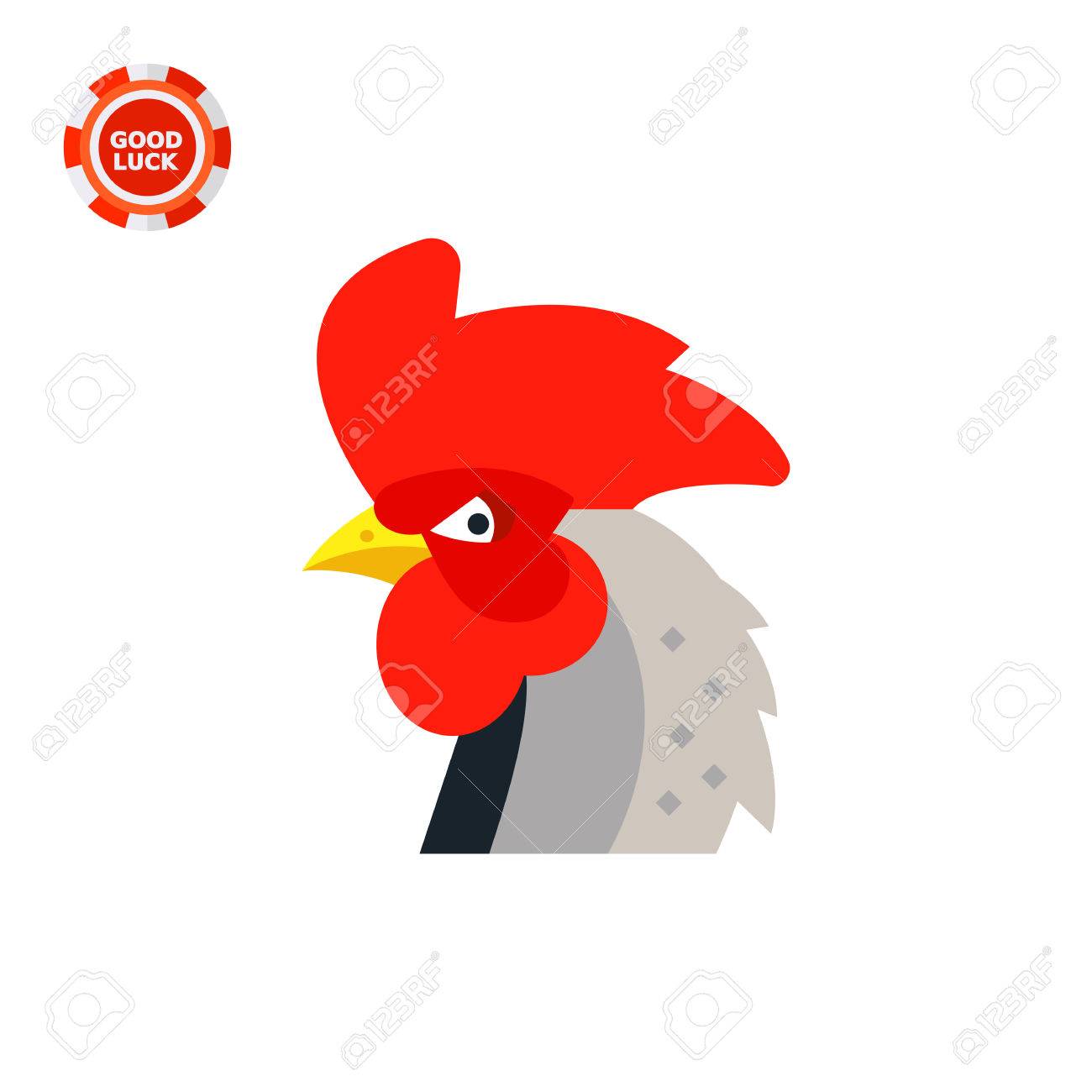 大きな赤いとさかのオンドリ頭 カラフルで美しい鳥です 酉のコンセプトです 動物 家畜 占星術のようなトピックに使用できます のイラスト素材 ベクタ Image