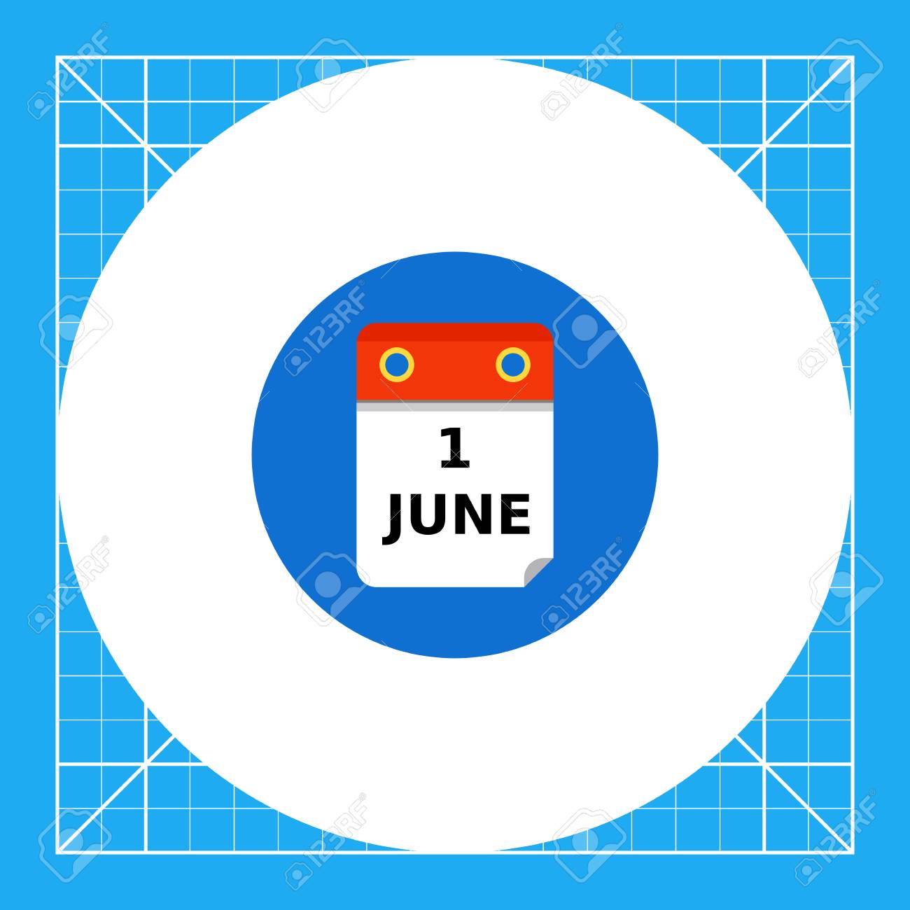 first june calendar page on blue background date beginning june calendar page