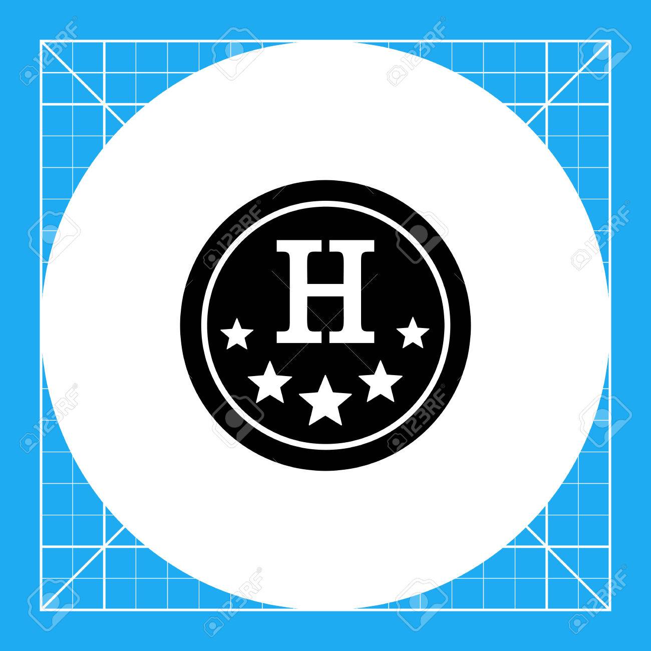 文字 H と 5 つの星ホテル エンブレムを表す円の白黒ベクトル アイコン のイラスト素材 ベクタ Image 文字 H と 5 つの星ホテル エンブレムを表す円の白黒ベクトル アイコン のイラスト素材 ベクタ Image