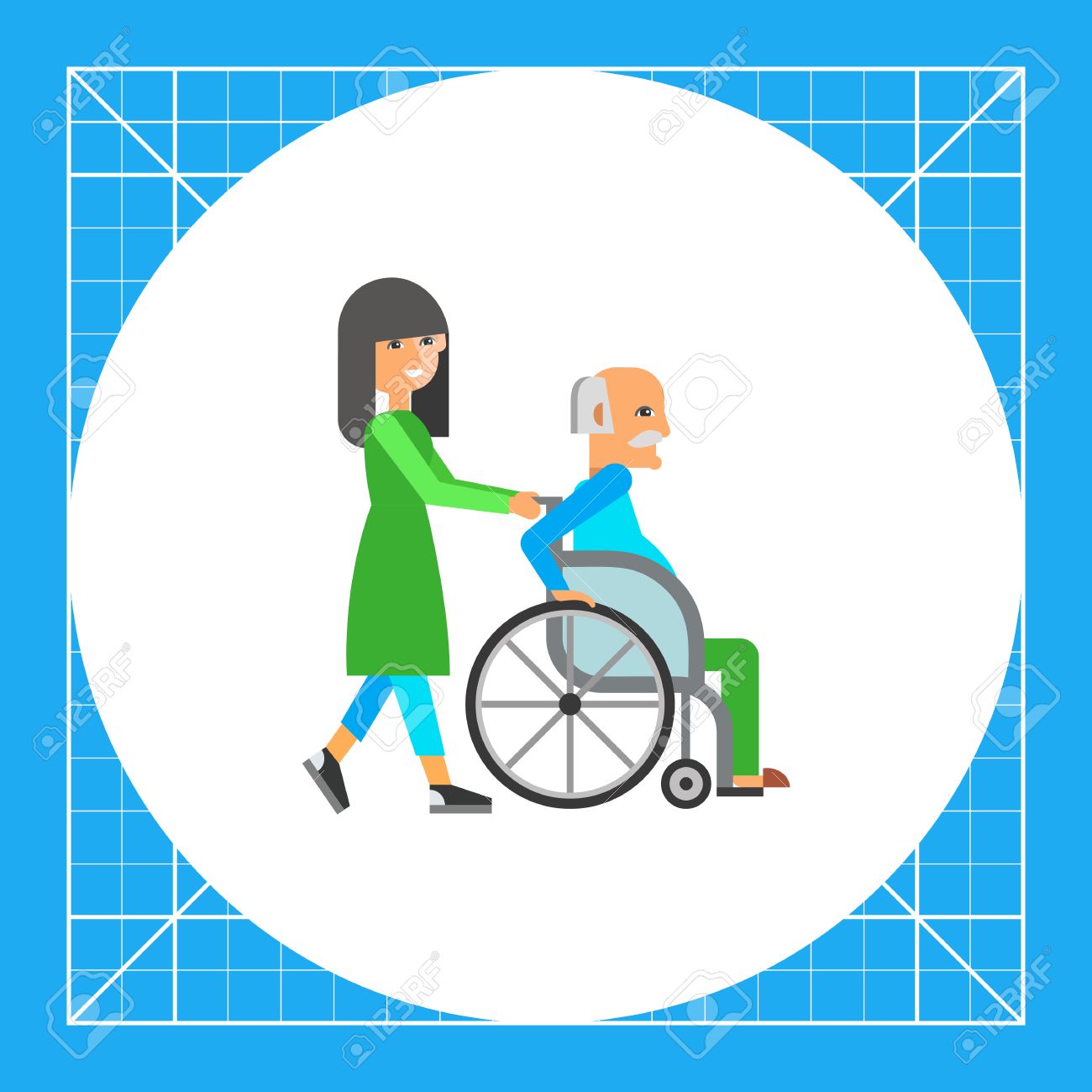 Uomo anziano in sedia a rotelle assistita dall'infermiera. Disabilità, senilità, aiuto. Cura del vecchio concetto. Può essere usato per argomenti come Uomo anziano in sedia a rotelle assistita dall'infermiera. Disabilità, senilità, aiuto. Cura del vecchio concetto. Può essere usato per argomenti come