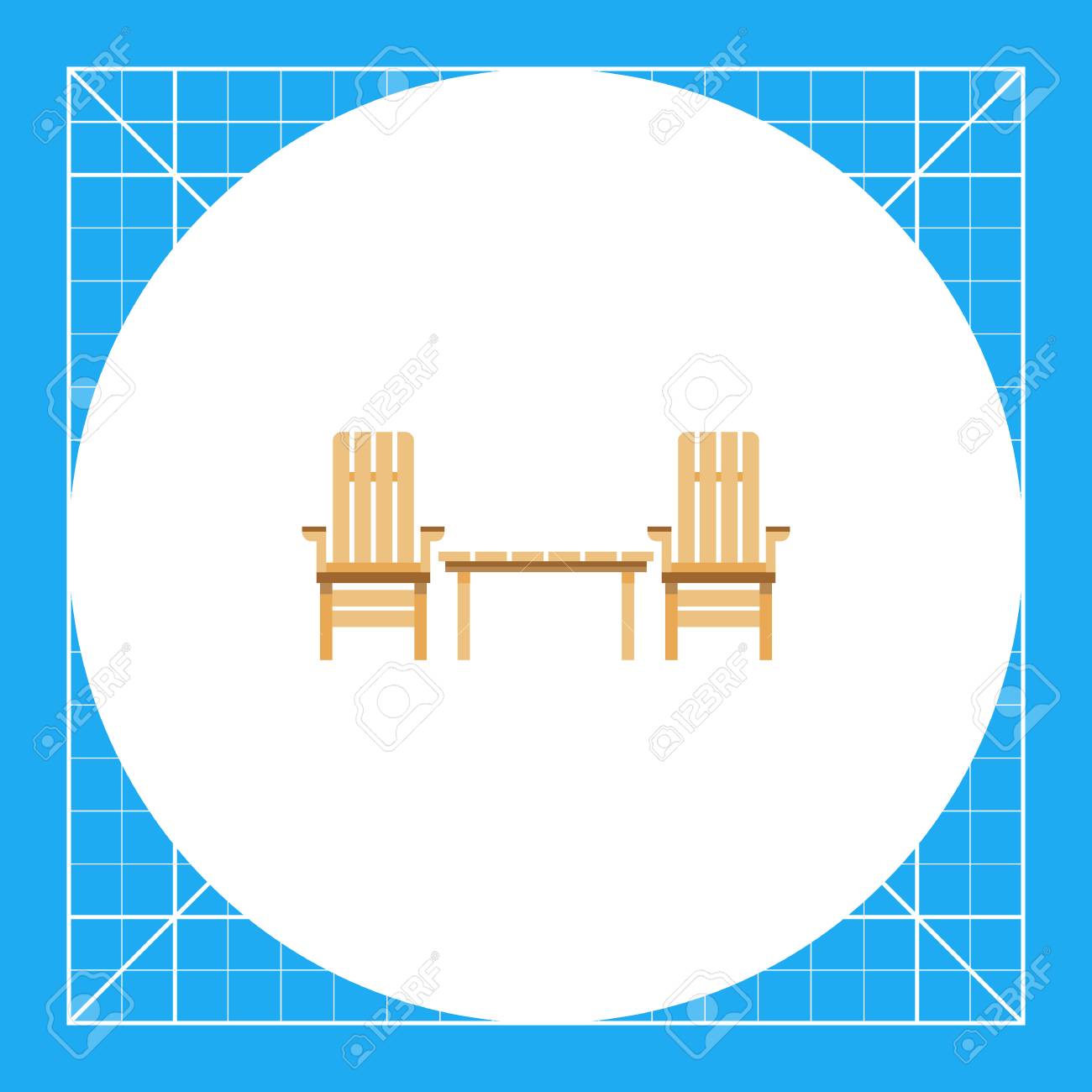 Due Sedie Da Giardino In Legno E Tavolo Domestica Il Rilassamento Confortevole Arredare Concetto Può Essere Utilizzato Per Temi Come Mobili