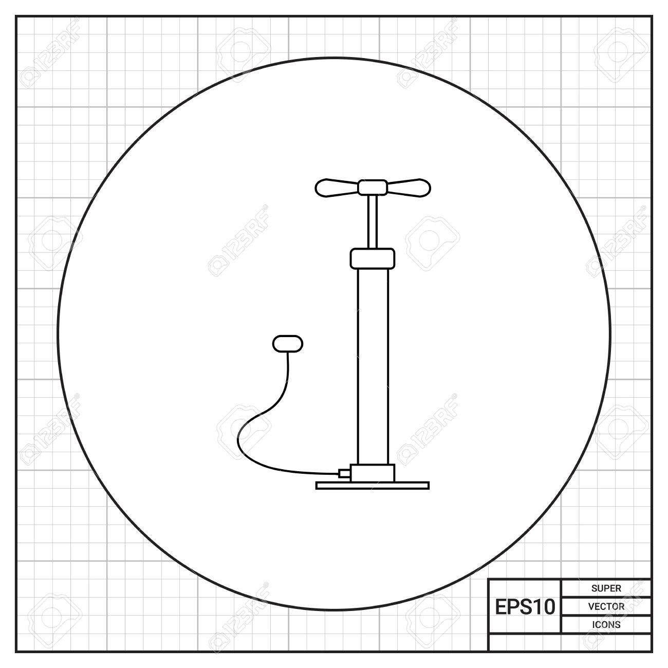 スタンドの空気ポンプ膨張自転車や車のタイヤのために設計されています マニュアルを押す と 圧力 空気ポンプの概念 ツール 修理 機器のようなトピックに使用できます のイラスト素材 ベクタ Image
