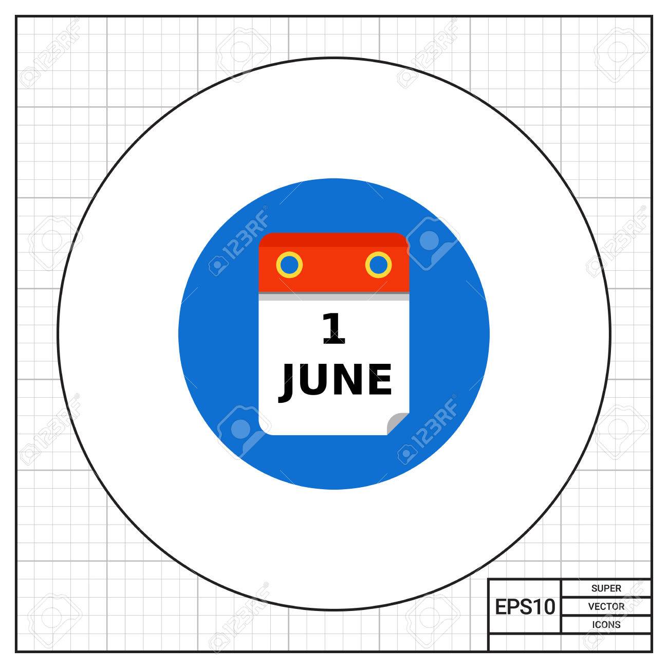 first june calendar page on blue background date beginning june calendar page