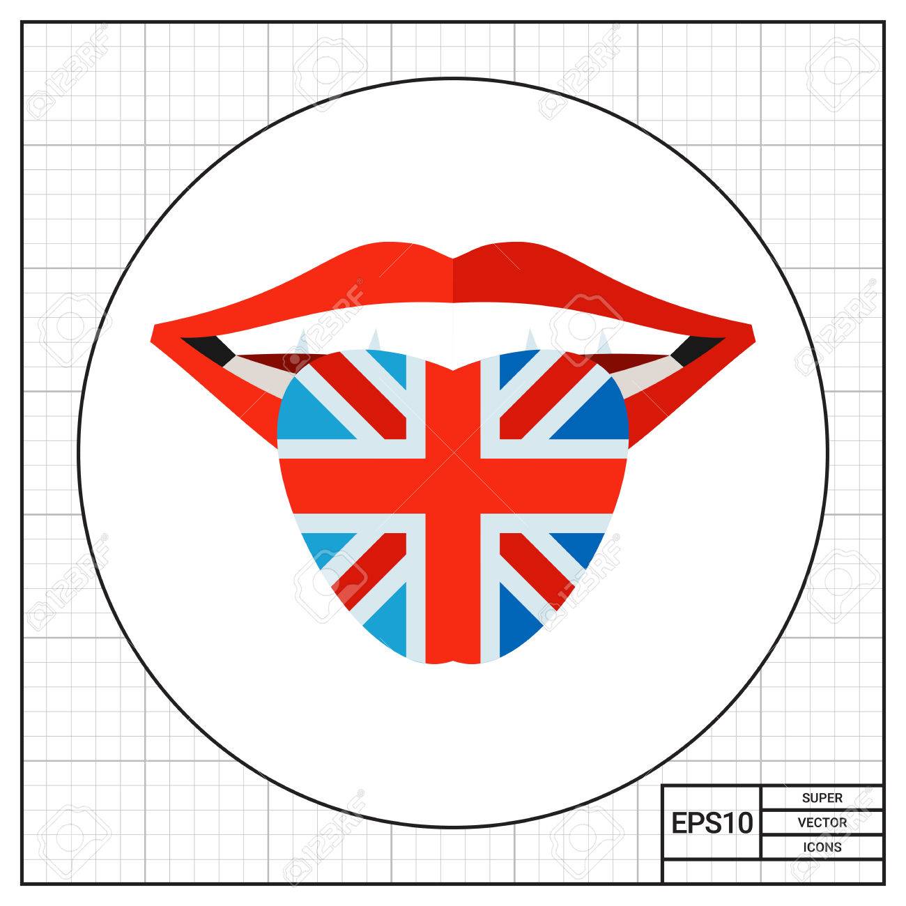 舌と口を開けては イギリス国旗の色 話す 学ぶ 国立 英語言語の概念 イングランド 歴史 言語のようなトピックに使用できます のイラスト素材 ベクタ Image 6757