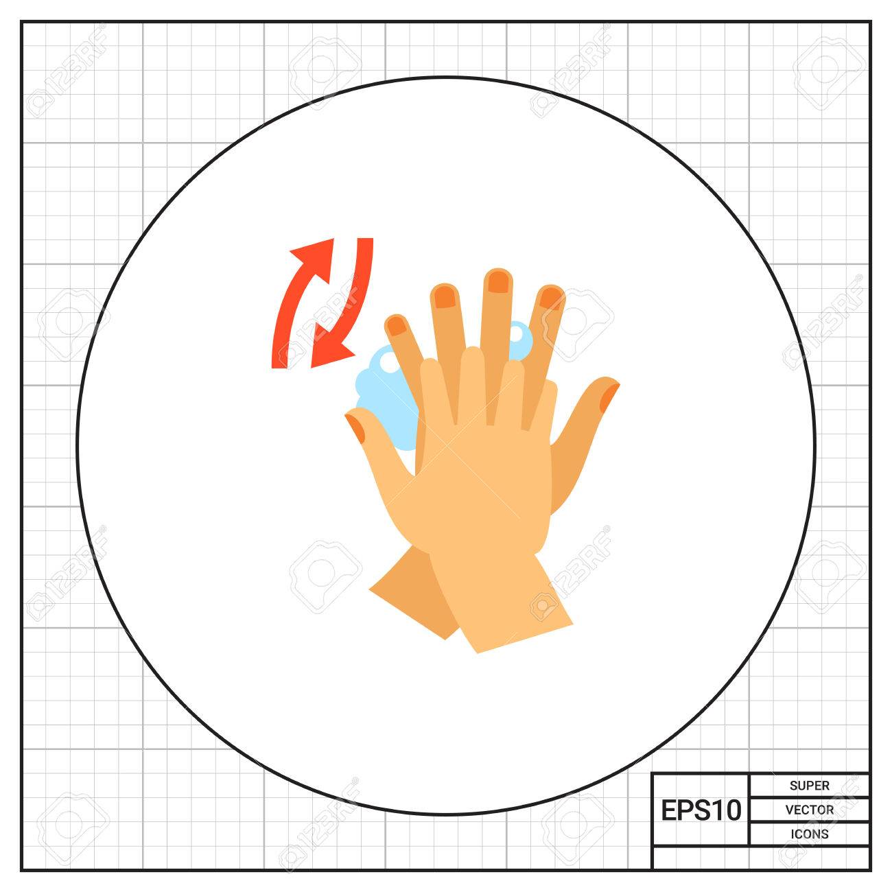 手の指の間をこすりします きれいで 石鹸 習慣 洗浄手のコンセプトです 衛生 保健 医療のようなトピックに使用できます のイラスト素材 ベクタ Image