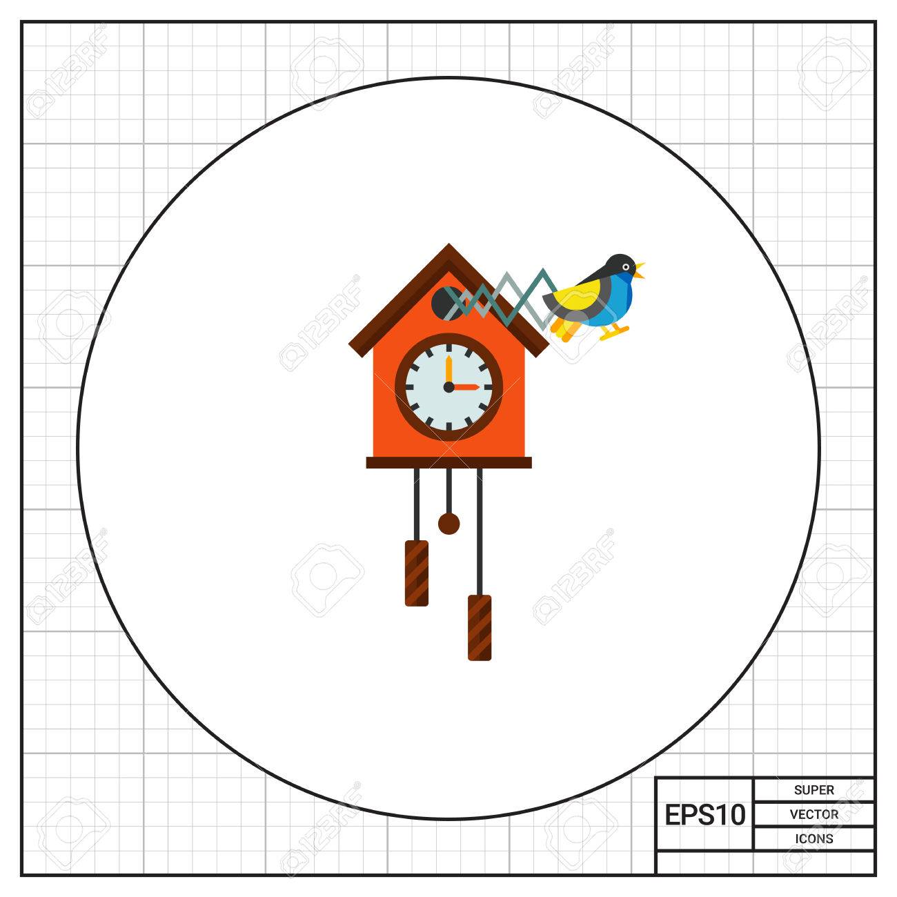 illustration of cuckoo clock time clock hour hand minute stock