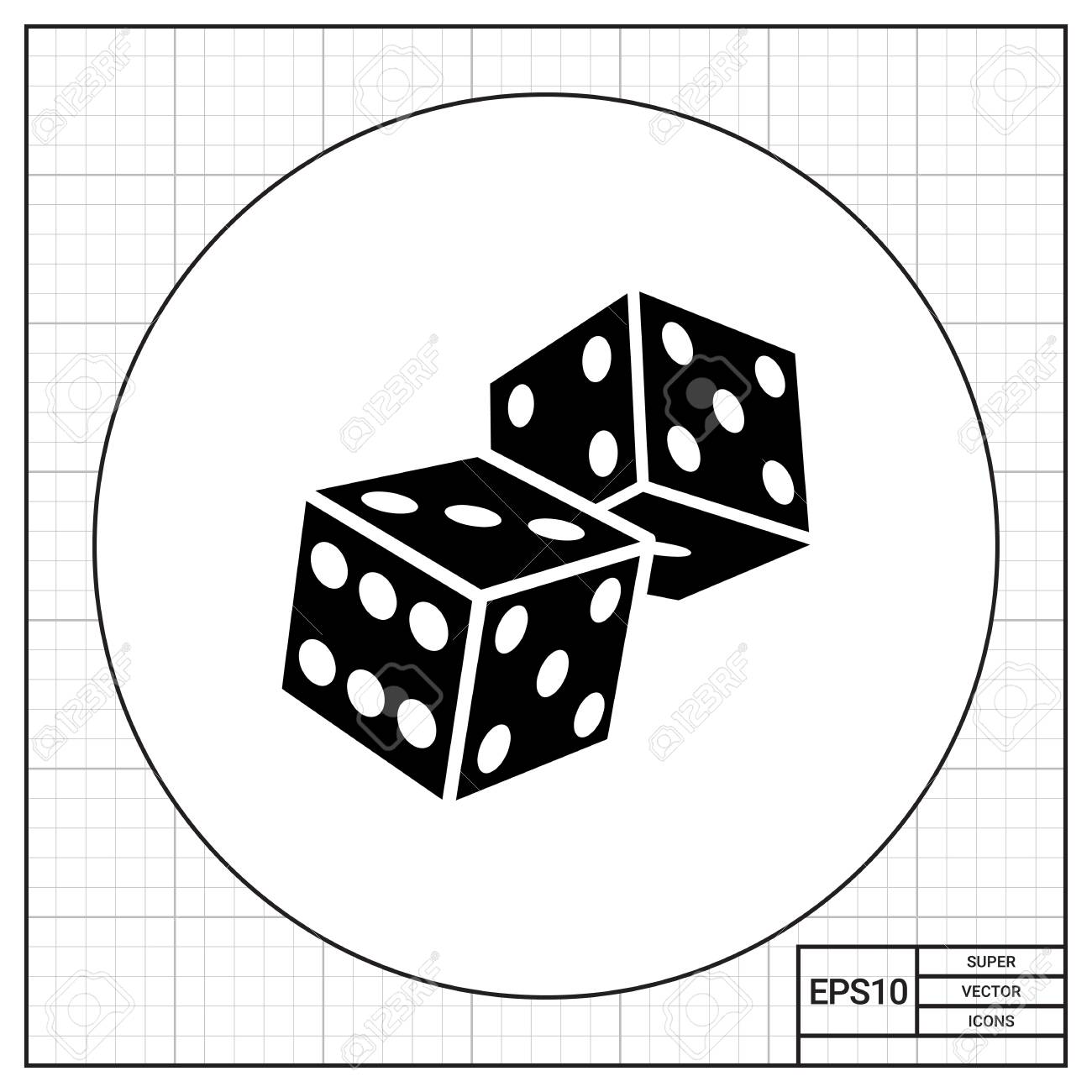 2 つのサイコロのアイコンのイラスト素材 ベクタ Image