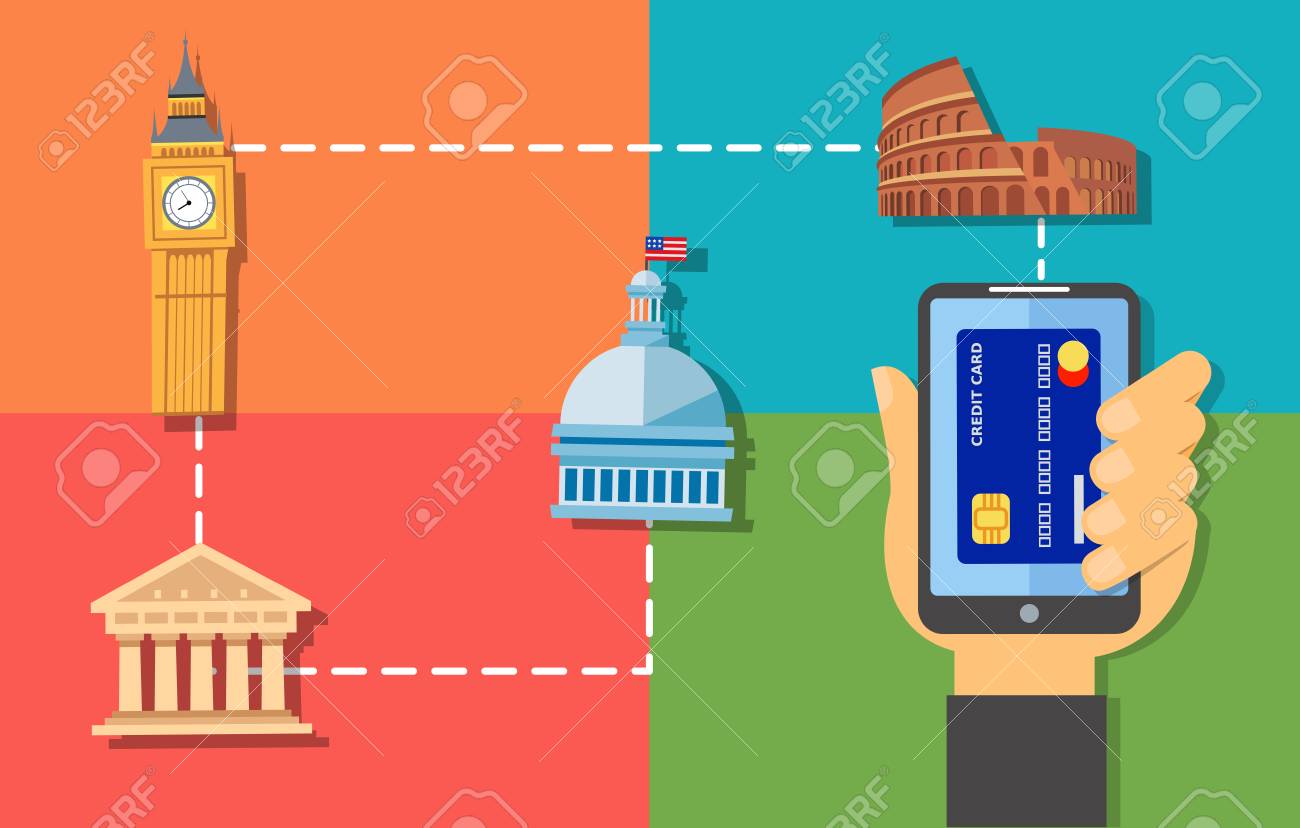 poster design hand holding phone with credit card image making