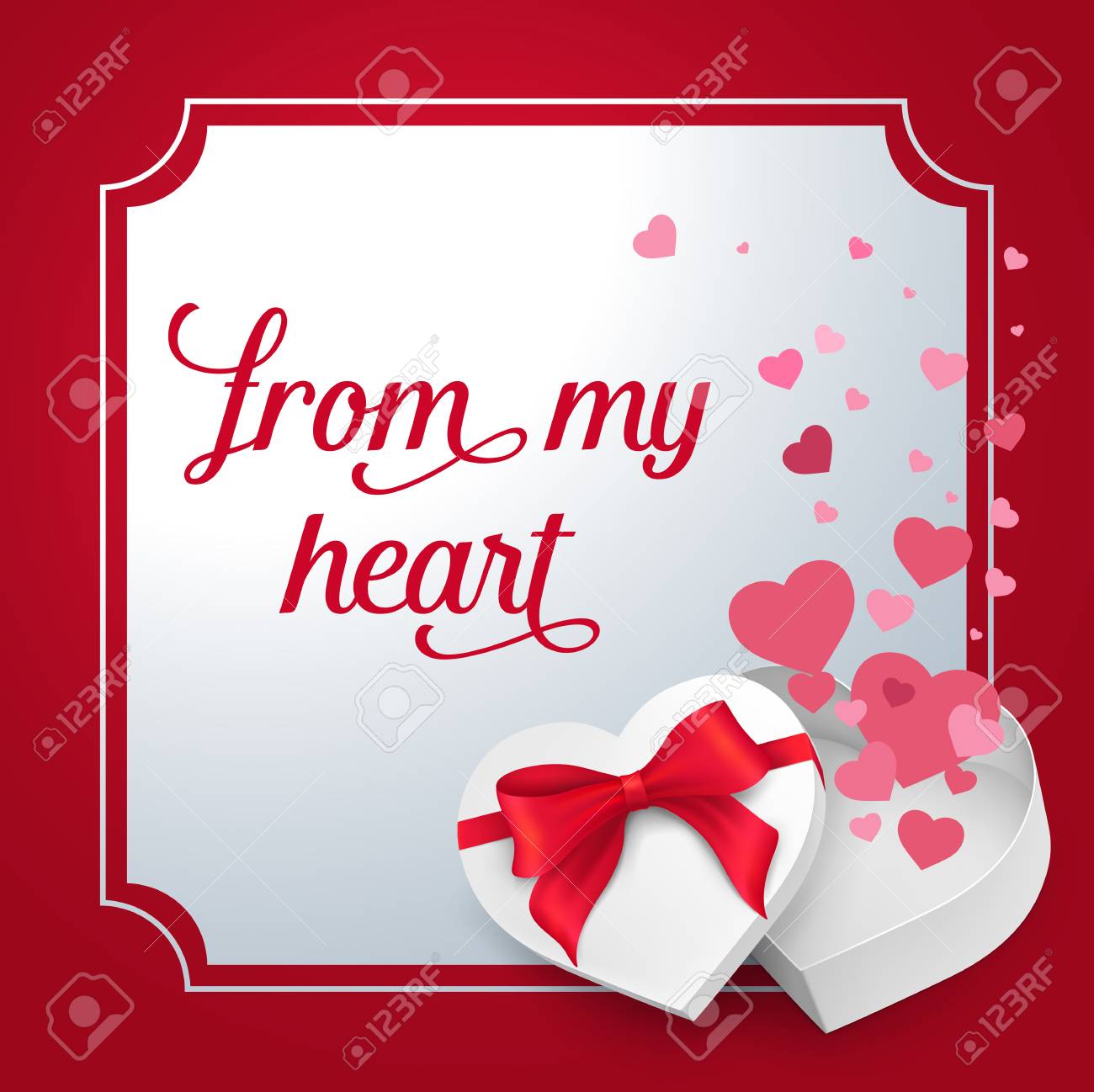 From My Heart Lettering In Figured Frame Saint Valentines Day
