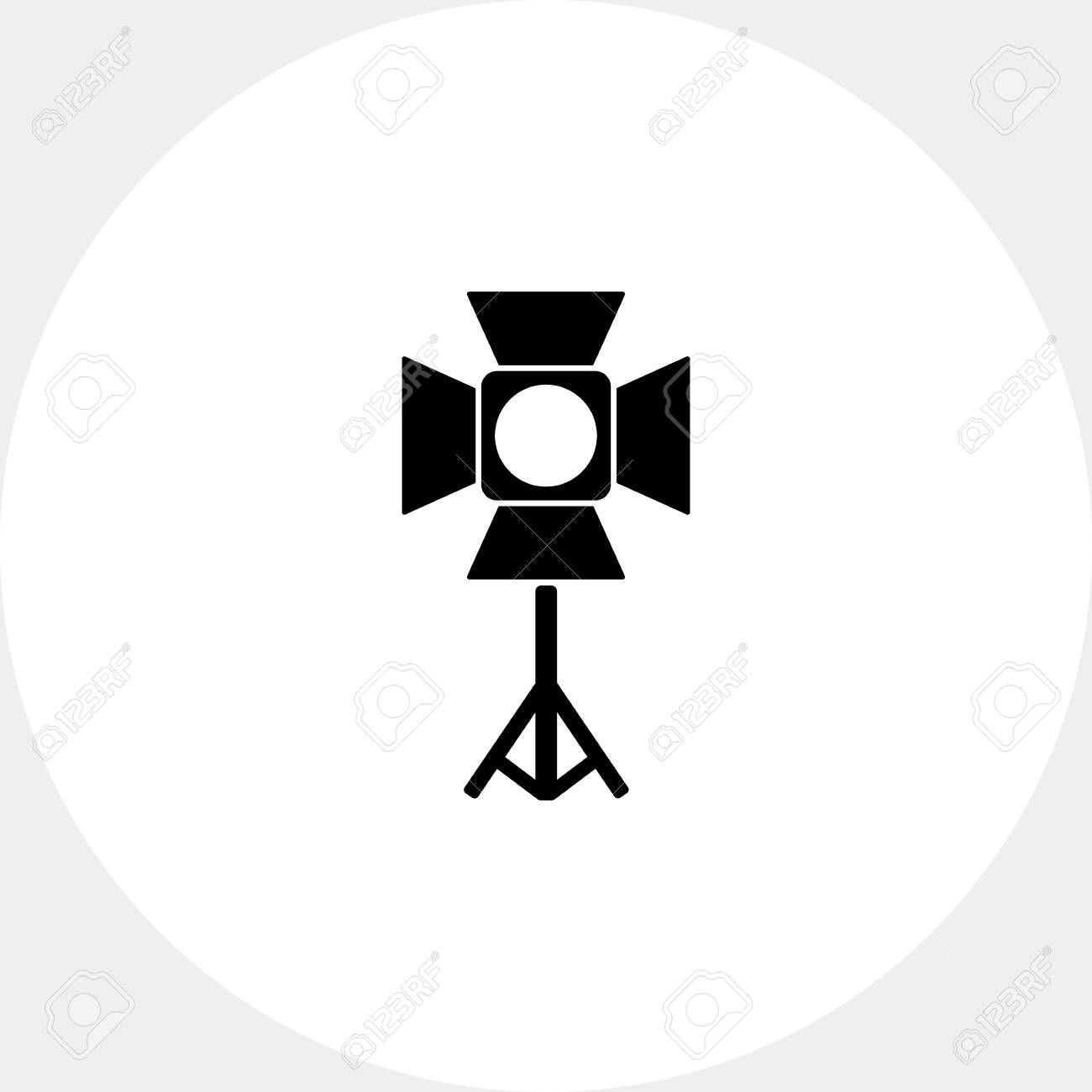スポット ライト 映画館や劇場の照明器具のモノクロのベクトルのアイコン のイラスト素材 ベクタ Image