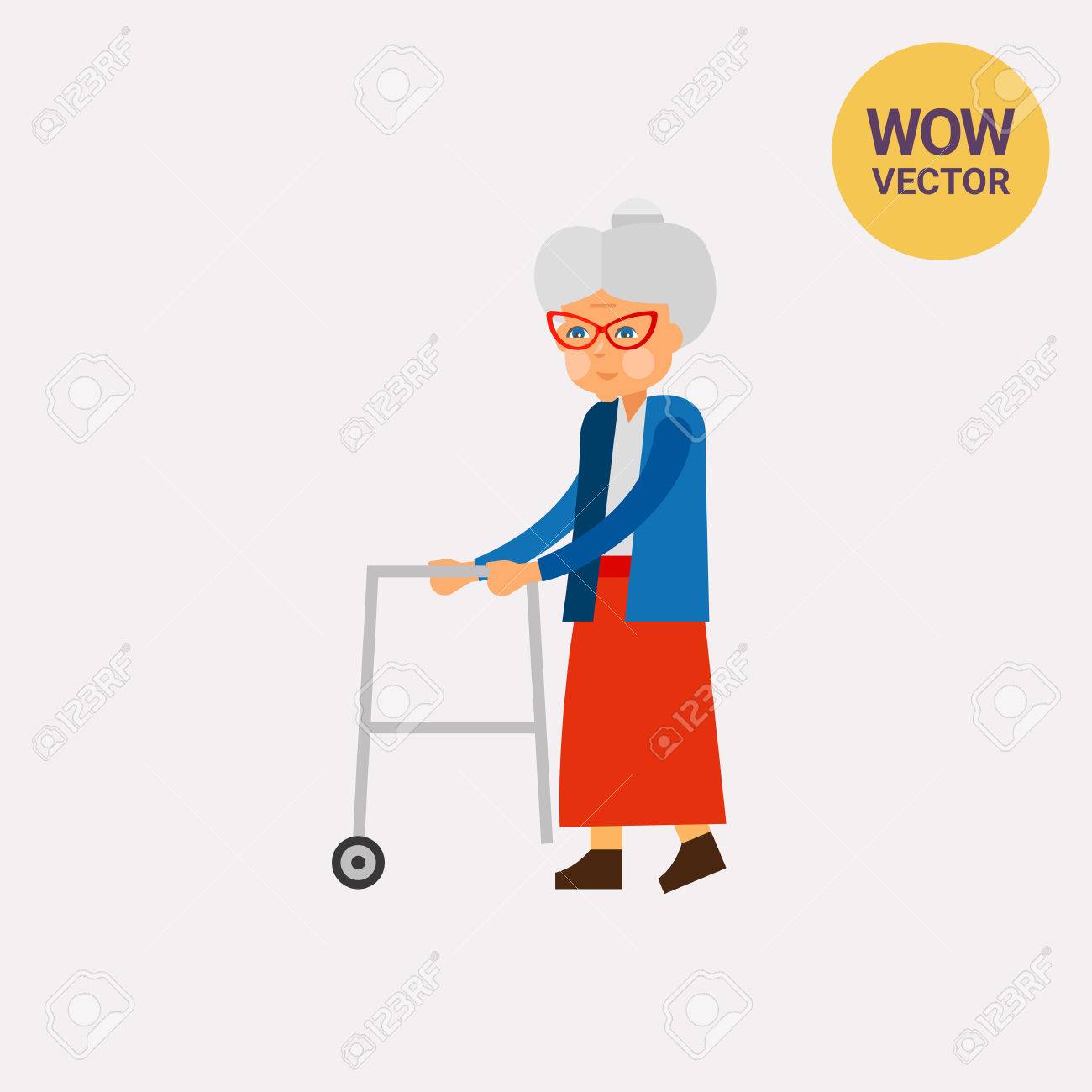 コンセプト アイコンを高齢化と高齢者の女性のイラスト素材 ベクタ Image