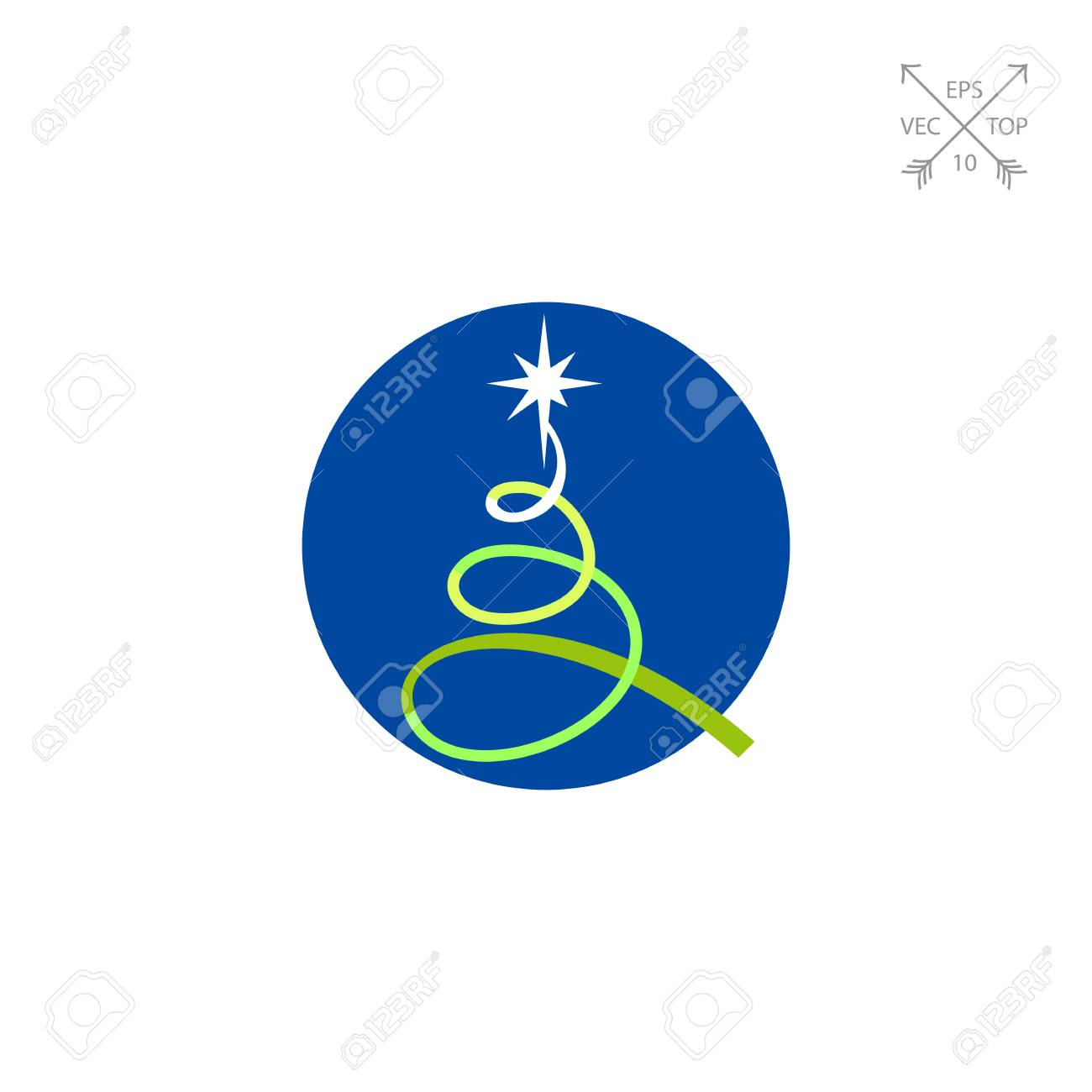 Ligne Sapin Avec étoile En Cercle Nouvel An Dessin Décoration Concept Darbre De Noël Peut être Utilisé Pour Des Sujets Comme Les Vacances Noël