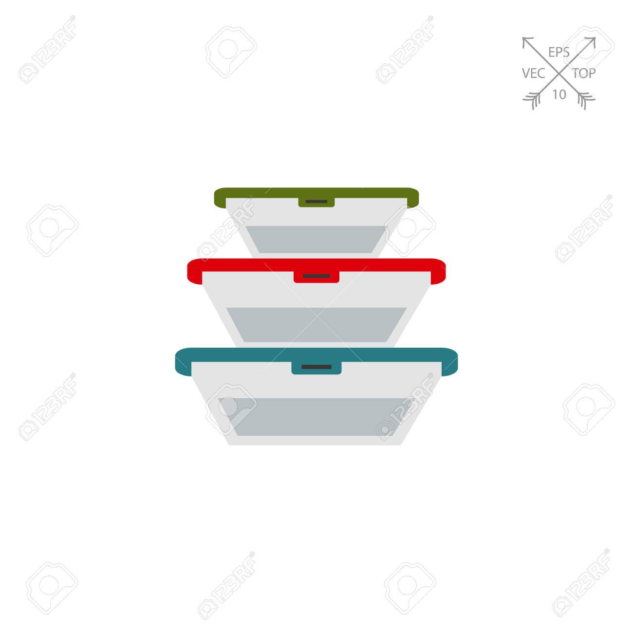 プラスチック弁当箱セットの色とりどりのベクトルのアイコン のイラスト素材 ベクタ Image