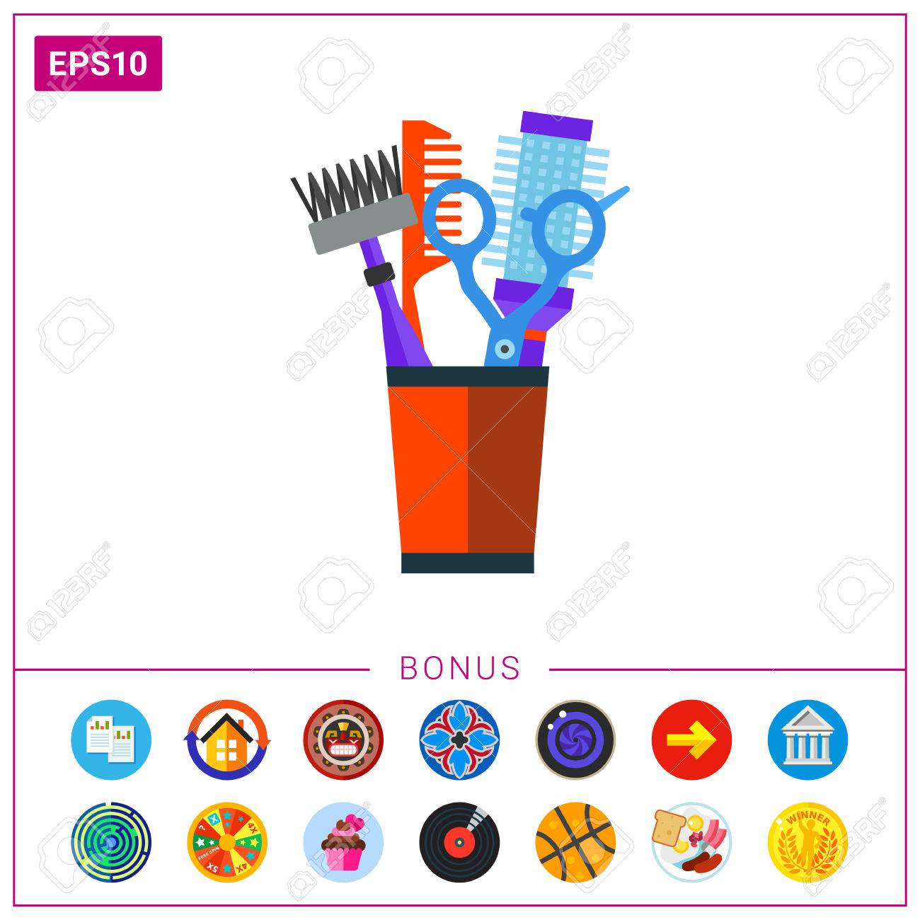 美容院櫛と鋏のベクトルのアイコンのイラスト素材 ベクタ Image