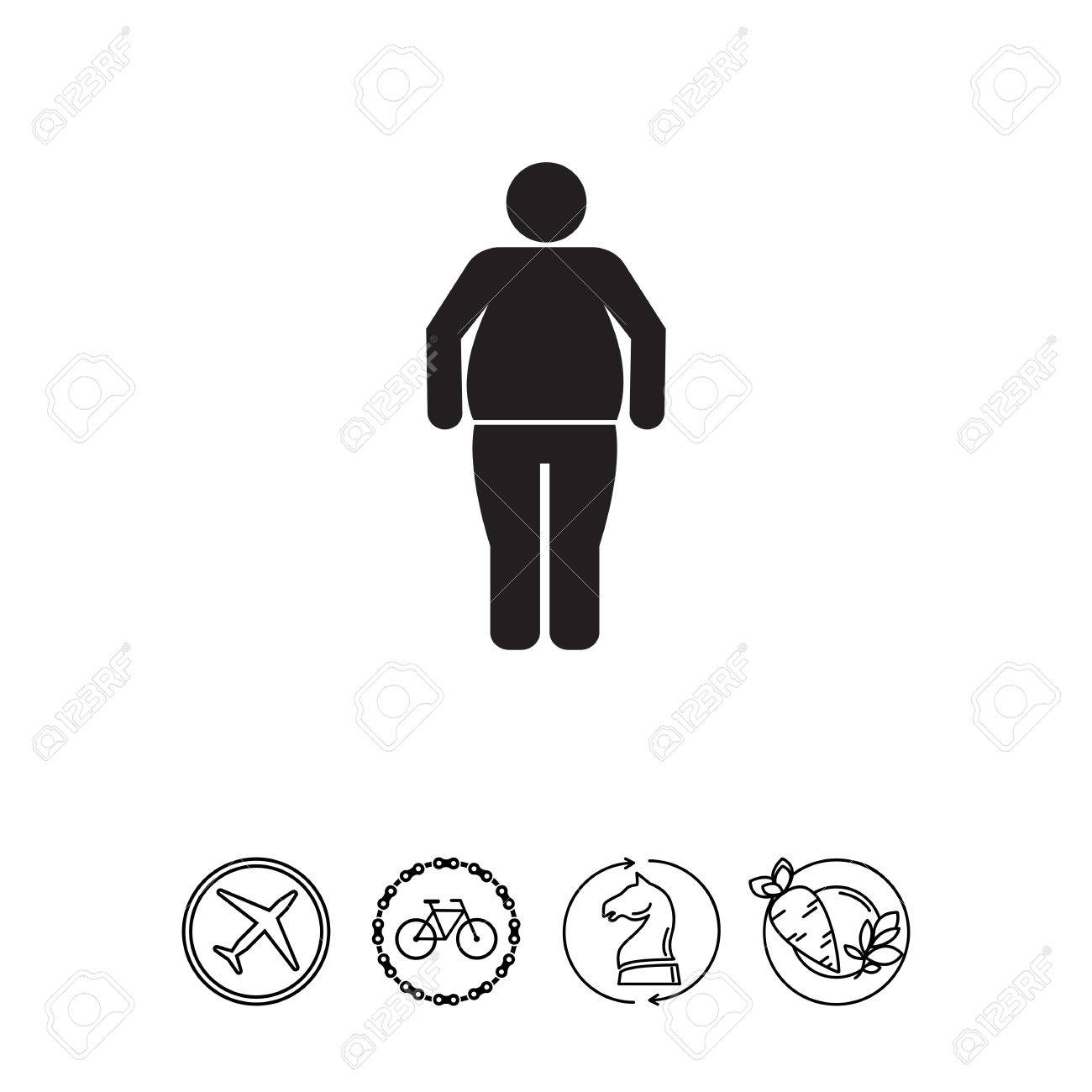 立っている肥満男性のシルエットのベクター アイコンのイラスト素材 ベクタ Image