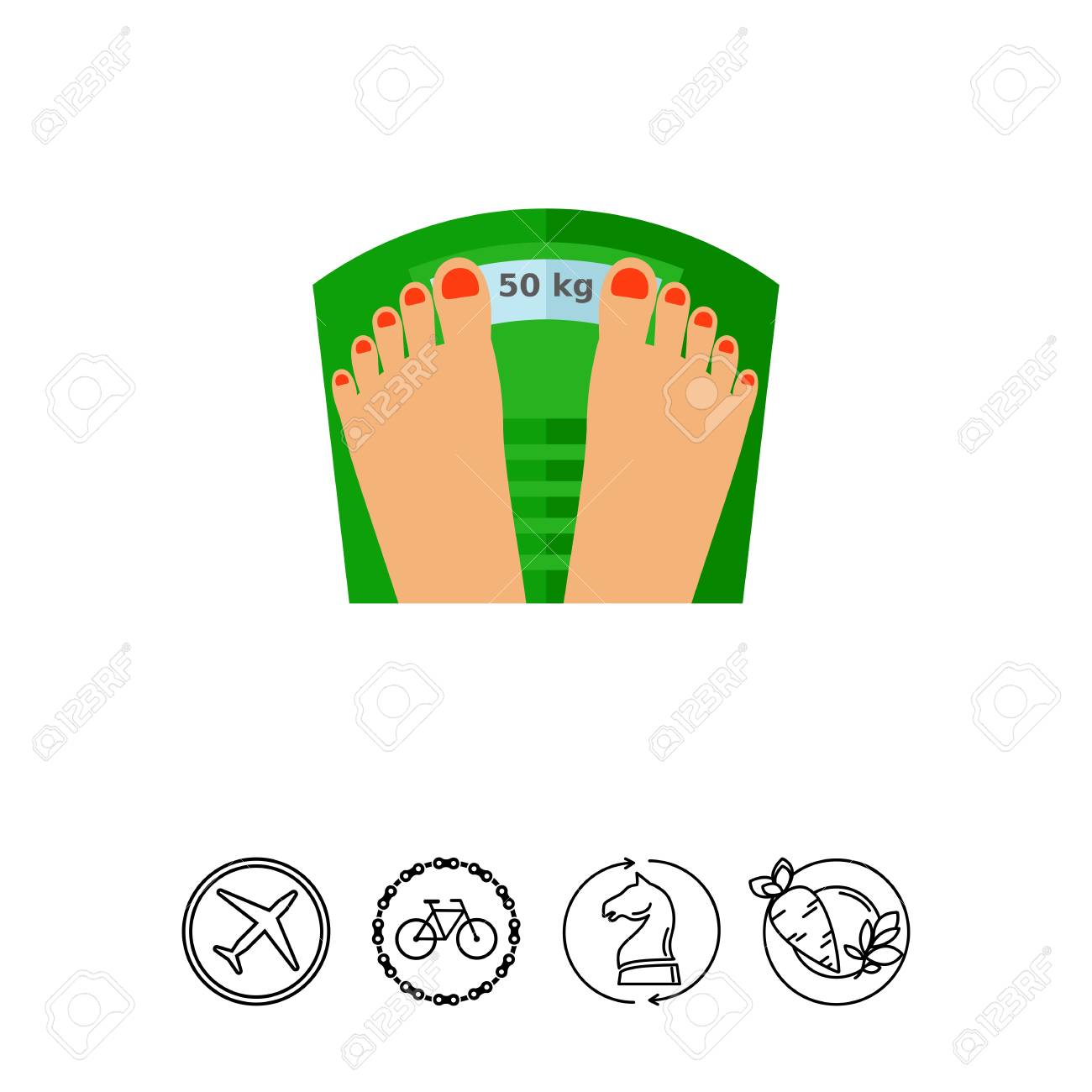female manicured feet on weight scale weight weight loss