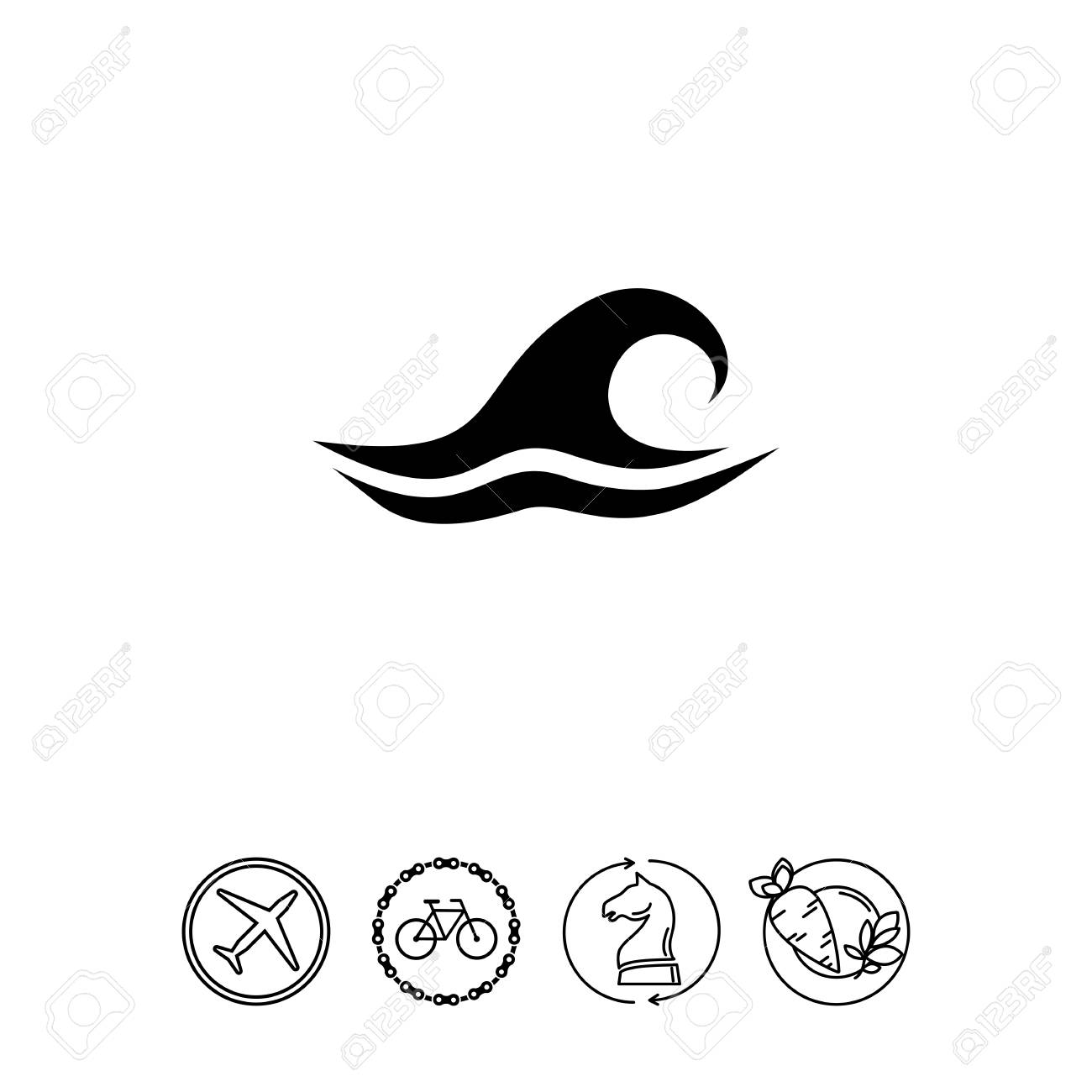 海の波のアイコンのイラスト素材 ベクタ Image