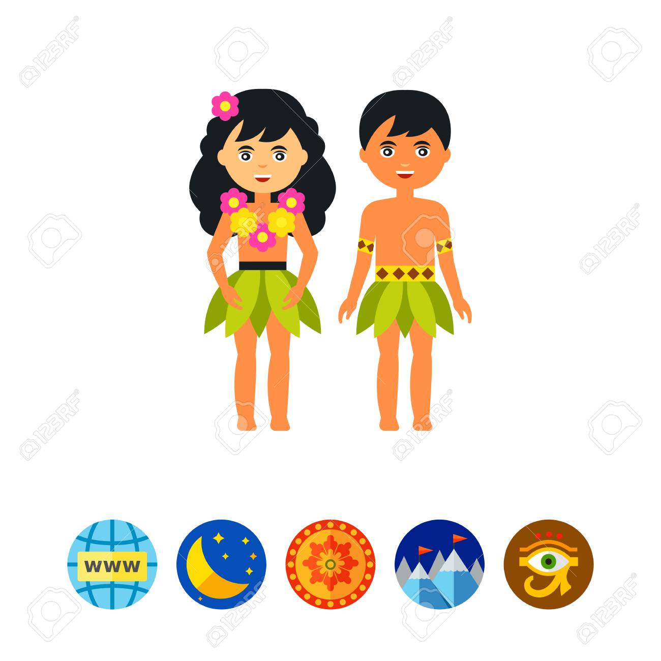 ハワイの男性と女性のベクトルのアイコンのイラスト素材 ベクタ Image 8056