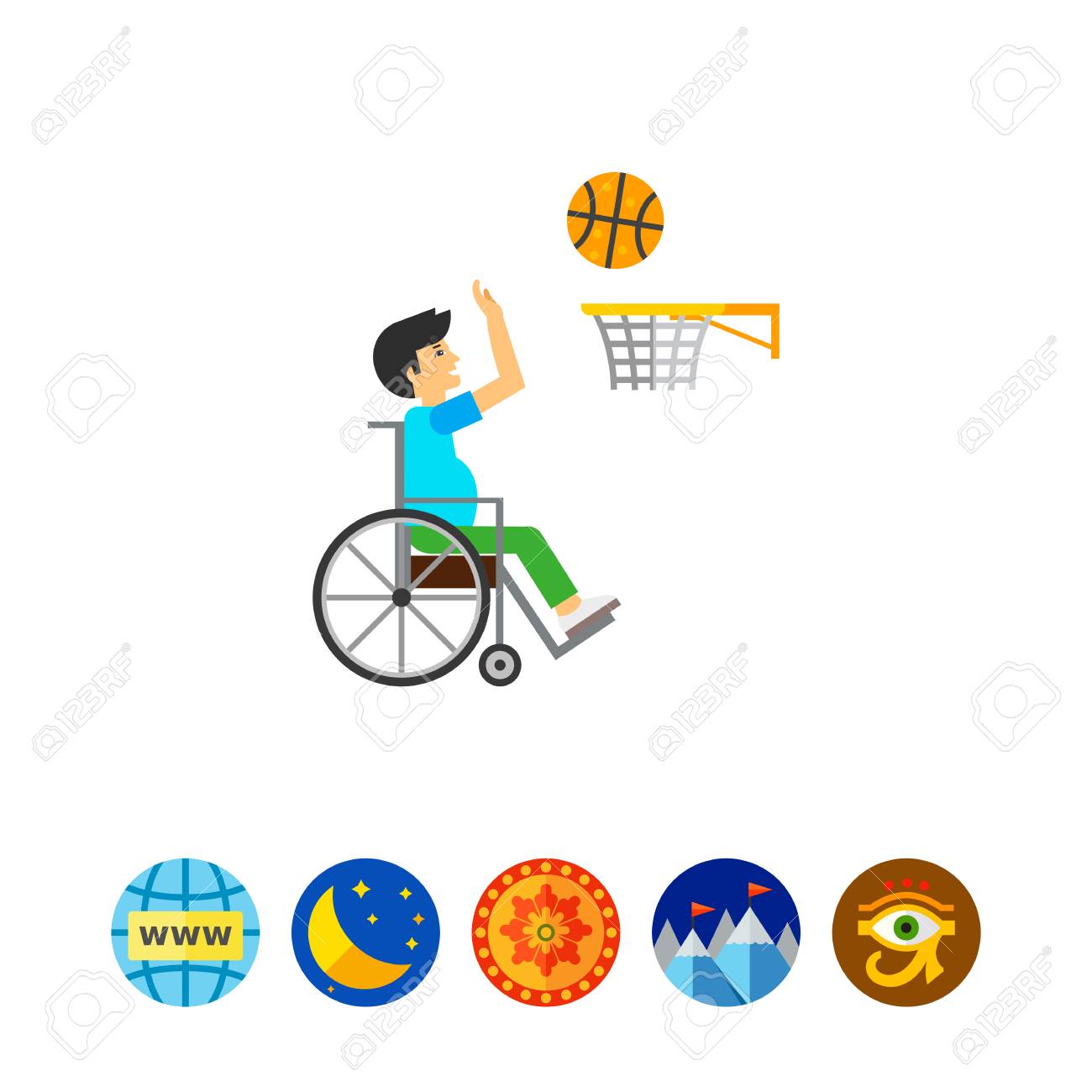 障害者男再生バスケット ボール アイコンのイラスト素材 ベクタ Image