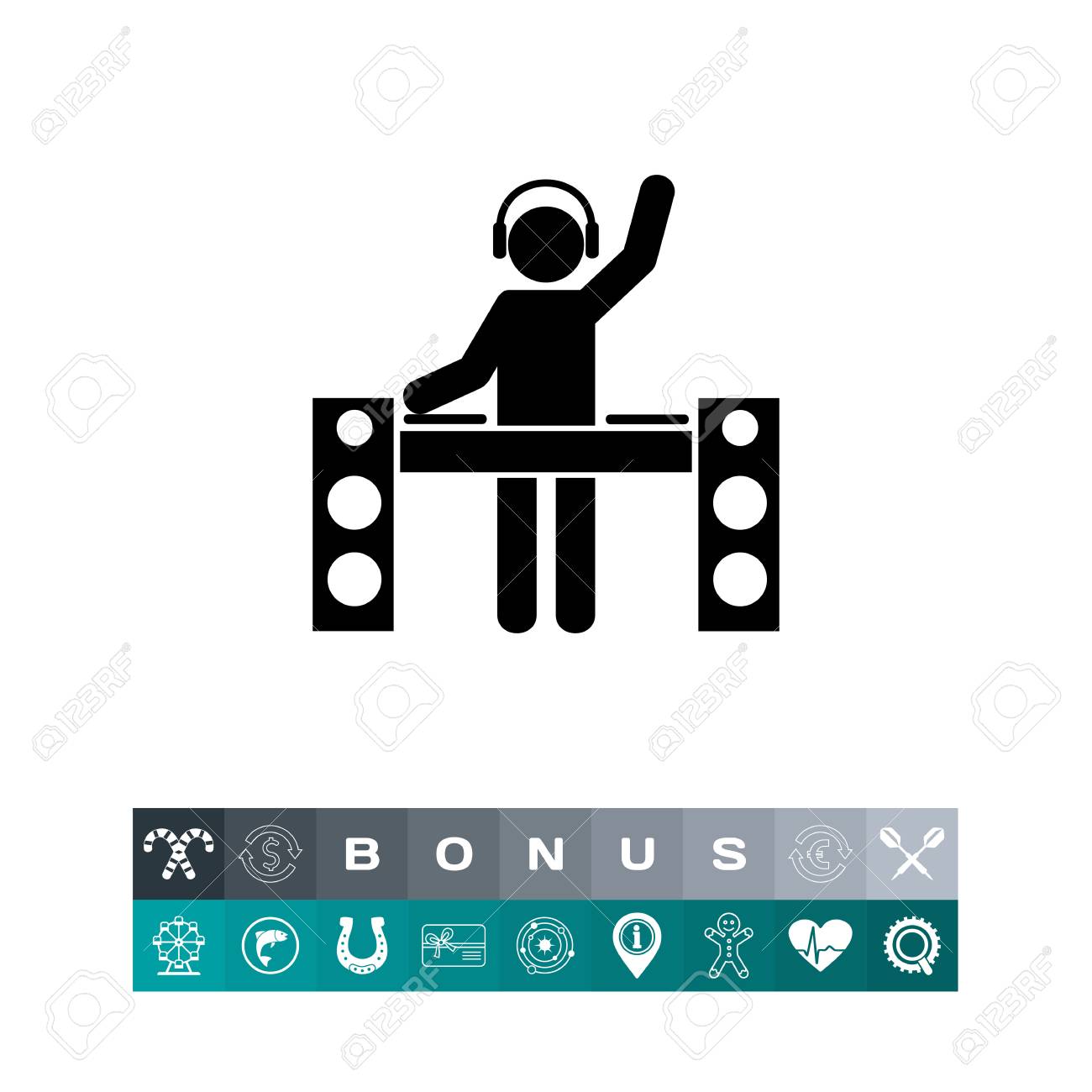 Man With Headphones At DJ Station Booth Icon I Black Illustration, Isolated  On White Royalty Free SVG, Cliparts, Vectors, and Stock Illustration. Image  83471999., image size:1300x1300