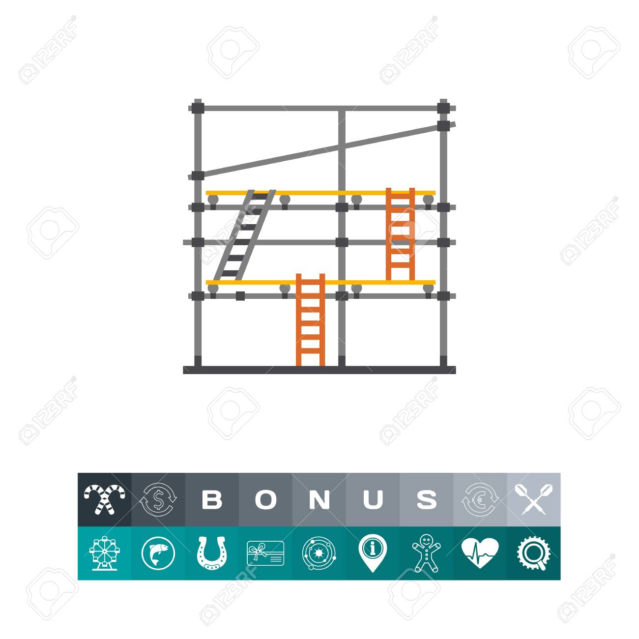 梯子の足場のベクター アイコン 改修 工事現場 建築活動 建物設備のコンセプトです 建設 建築 メンテナンスのようなトピックに使用できます のイラスト素材 ベクタ Image