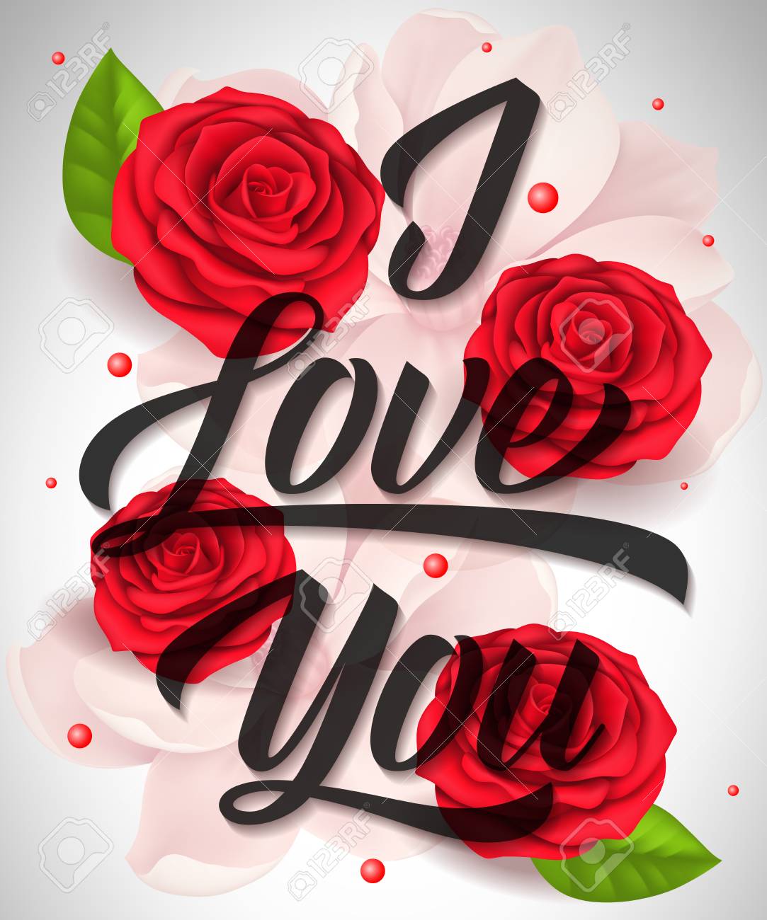 I Love You Lettering With Blossoms And Roses Calligraphic Inscription Can Be Used For Greeting Cards Romantic Messages Posters Banners Royalty Free Cliparts Vectors And Stock Illustration Image