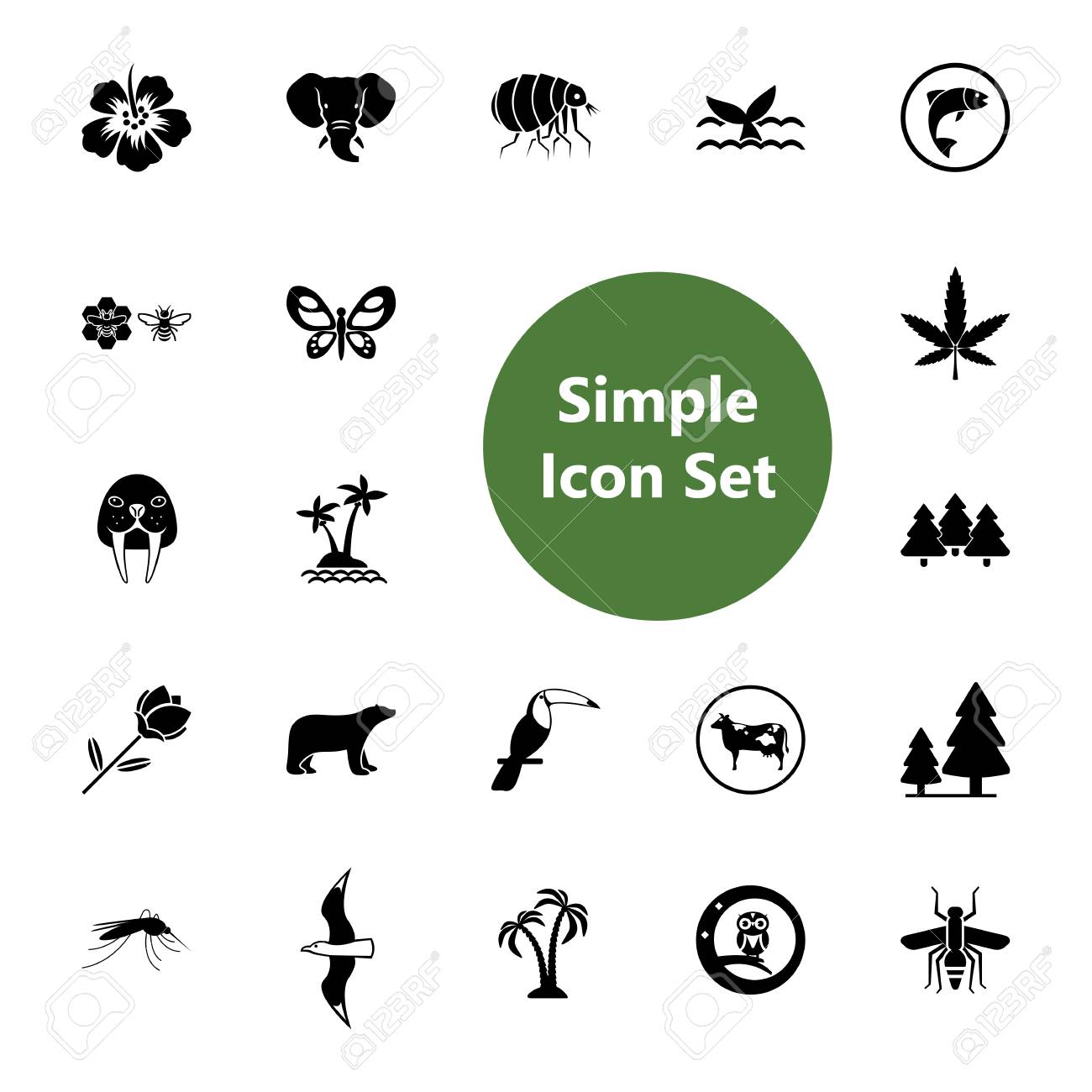 icon set of animals and plants wildlife species diversity species diversity